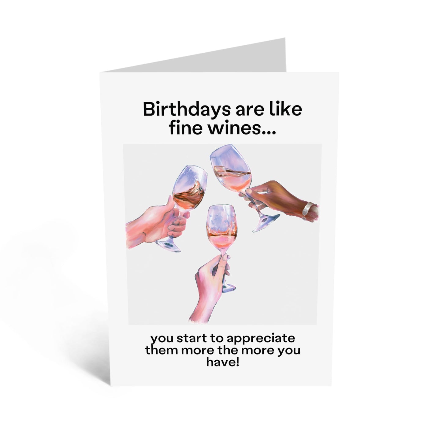 Happy Birthday Card - 'FINE WINE BIRTHDAYS' - Celebrate with a Classy Touch and a Nod to Aging Gracefully - Perfect for Wine Lovers and Special Occasions - Includes Envelope and Stickers by Central 23