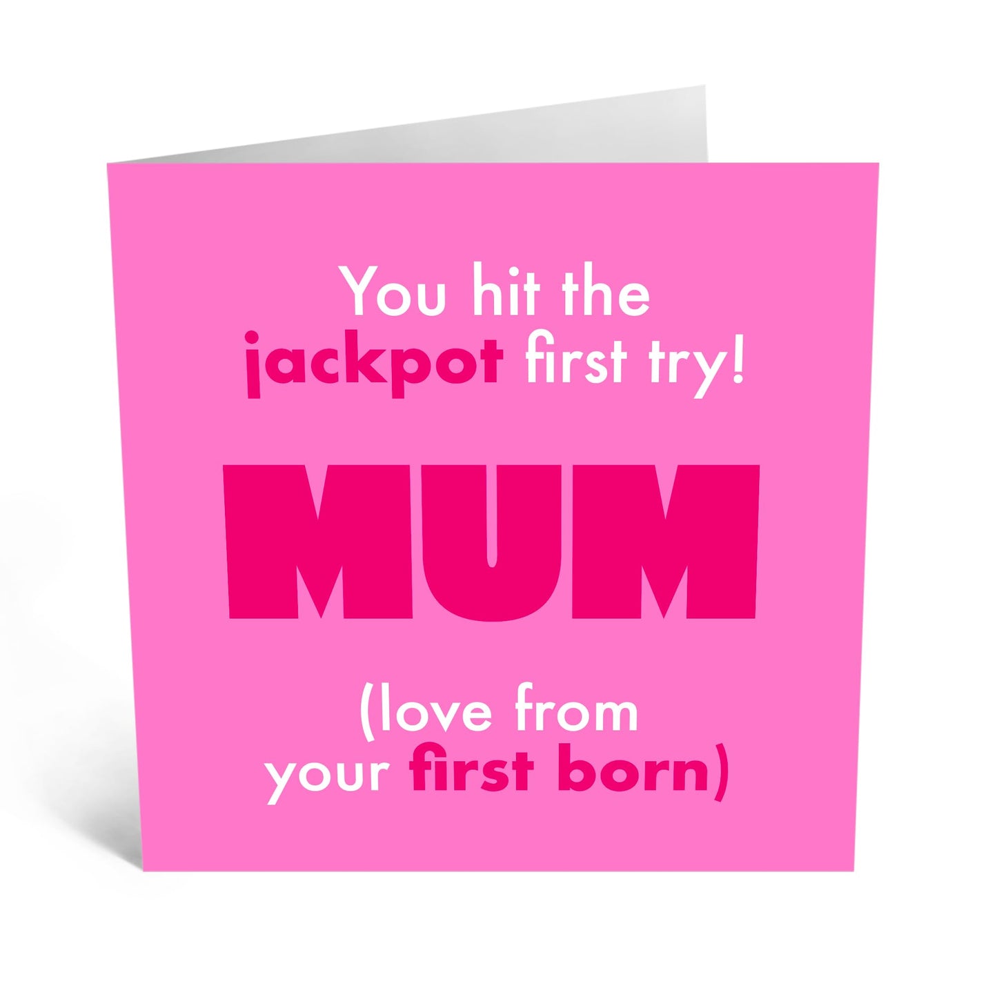 Funny & Cute Mum Birthday Card - 'HIT THE JACKPOT' - Gifts for Her, Women, Mama, Ma, Mummy from your First Born Child - Gifts from Son Daughter - Mothers Day Card - Comes with Stickers