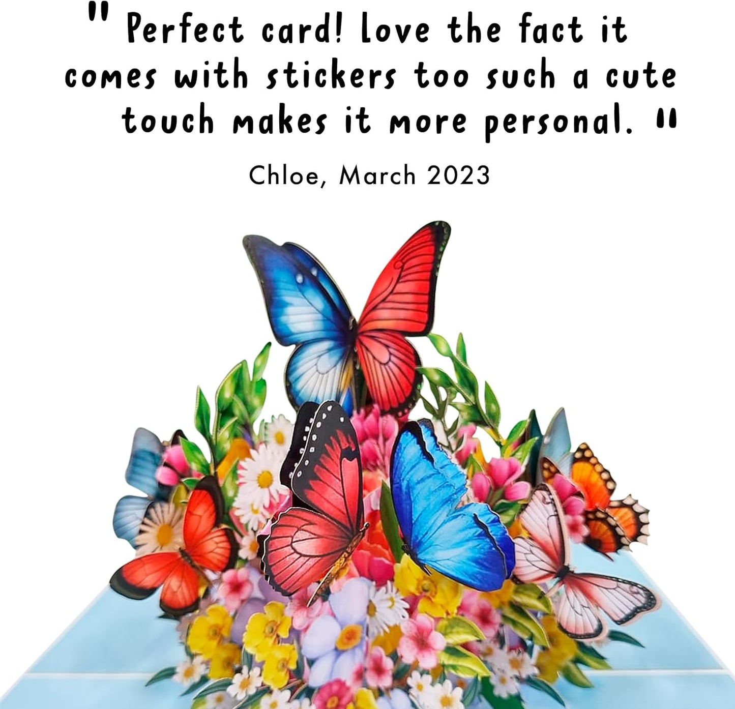 Floral Pop Up Card - Paper Flower Bouquet and Butterflies - For Women Girls Her
