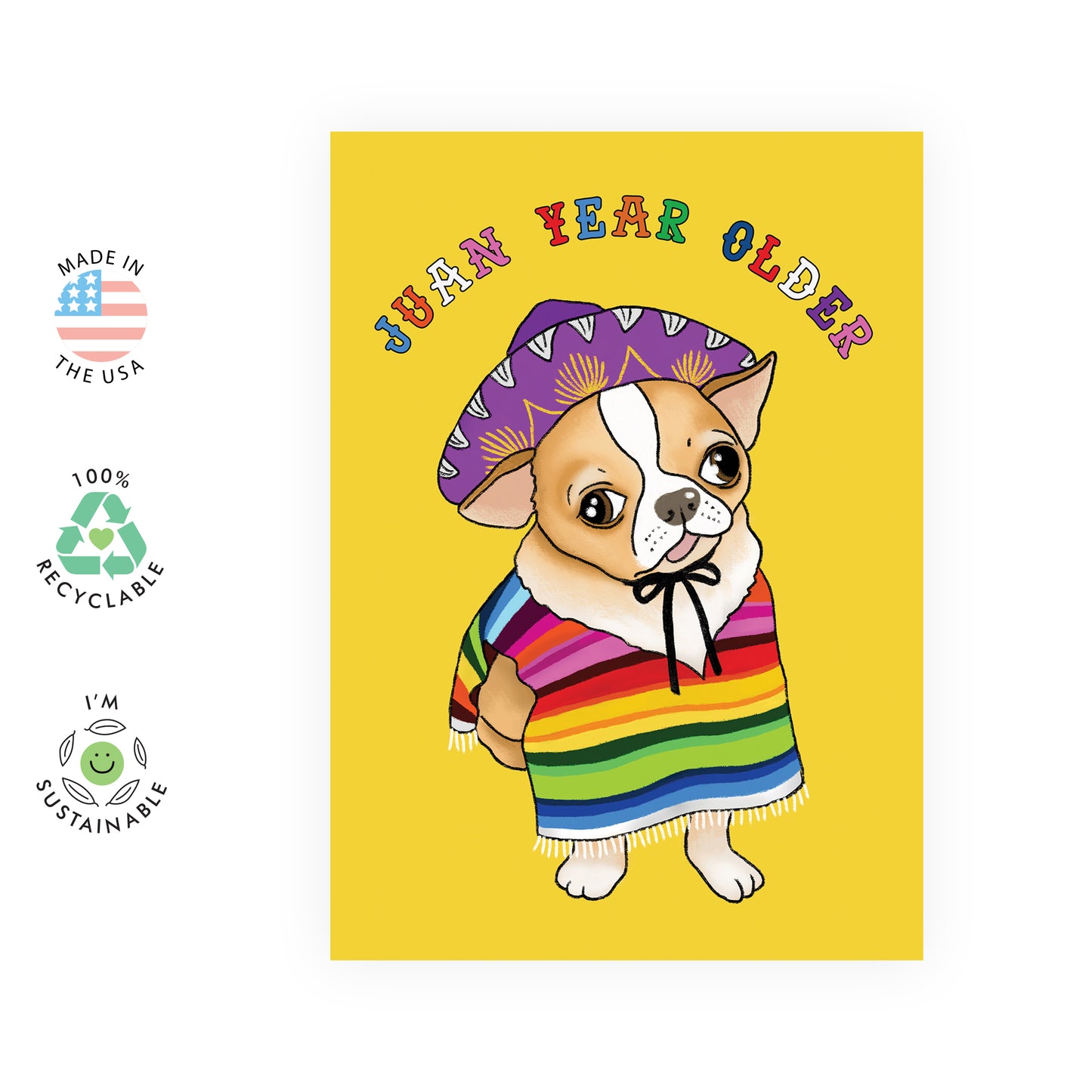 Dog Birthday Card - Juan Year Older - For Men Women Him Her Girls Boys