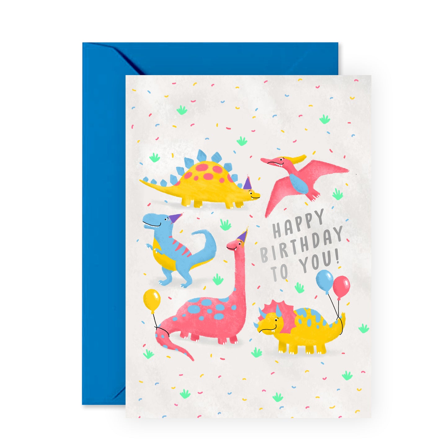 Cute Birthday Card - Dinosaurs Happy Birthday to You - For Boys Girls Kids Him Her