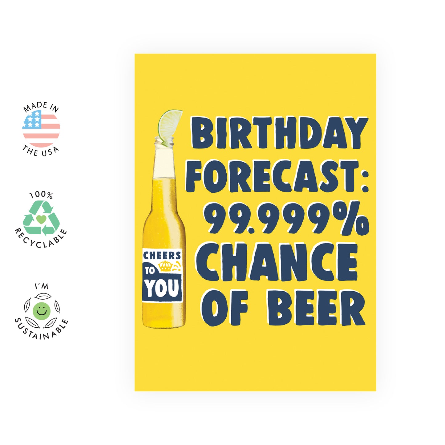 Funny Birthday Card - Birthday Forecast Beer - For Men Him