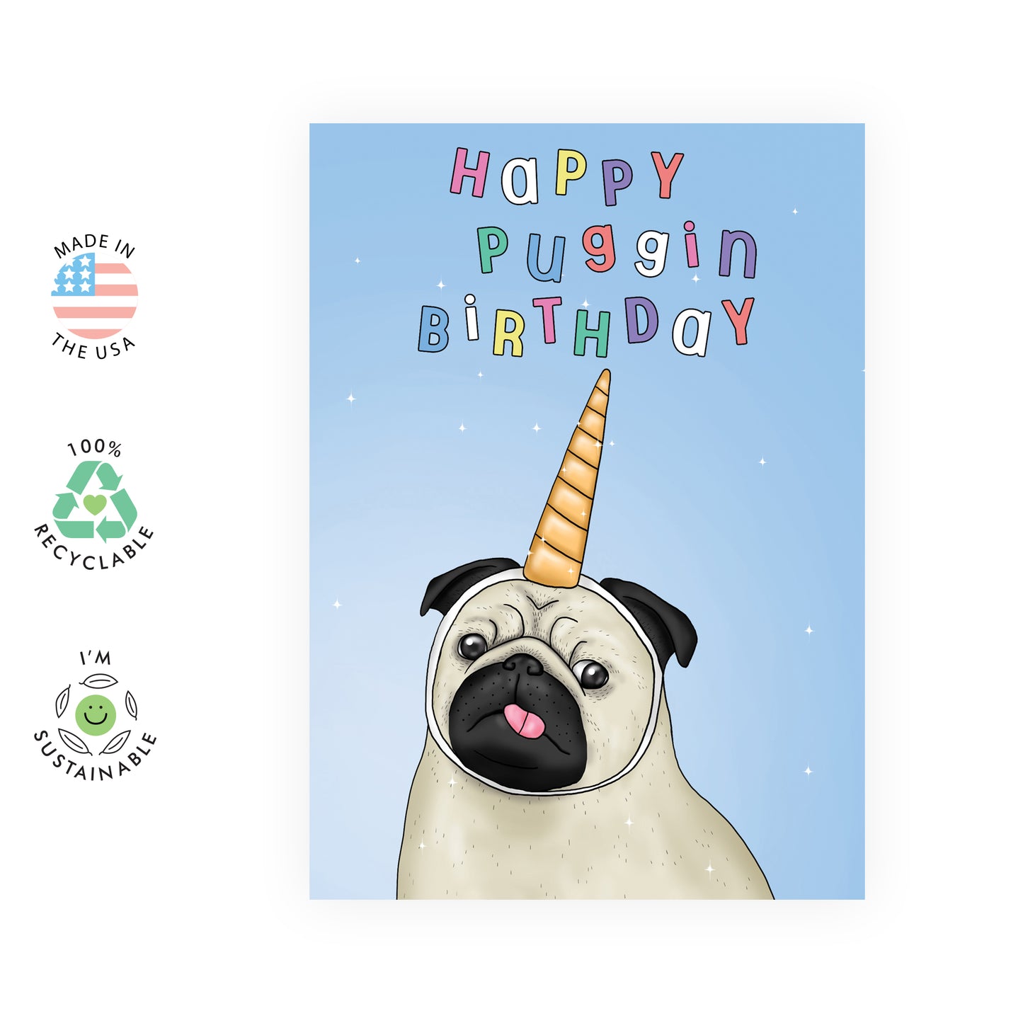Dog Birthday Card - Happy Puggin Birthday - For Men Women Him Her