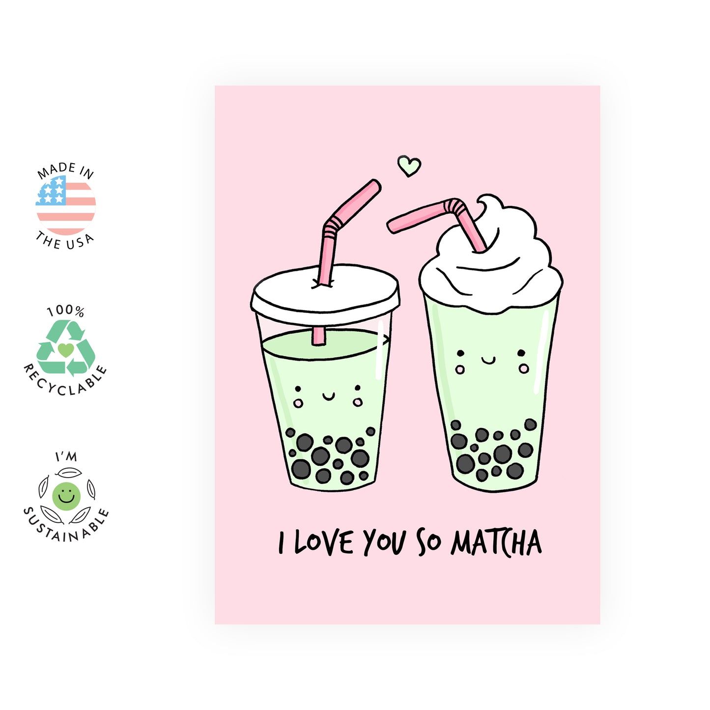 Cute Anniversary Card - I Love You So Matcha - For Men Women Him Her
