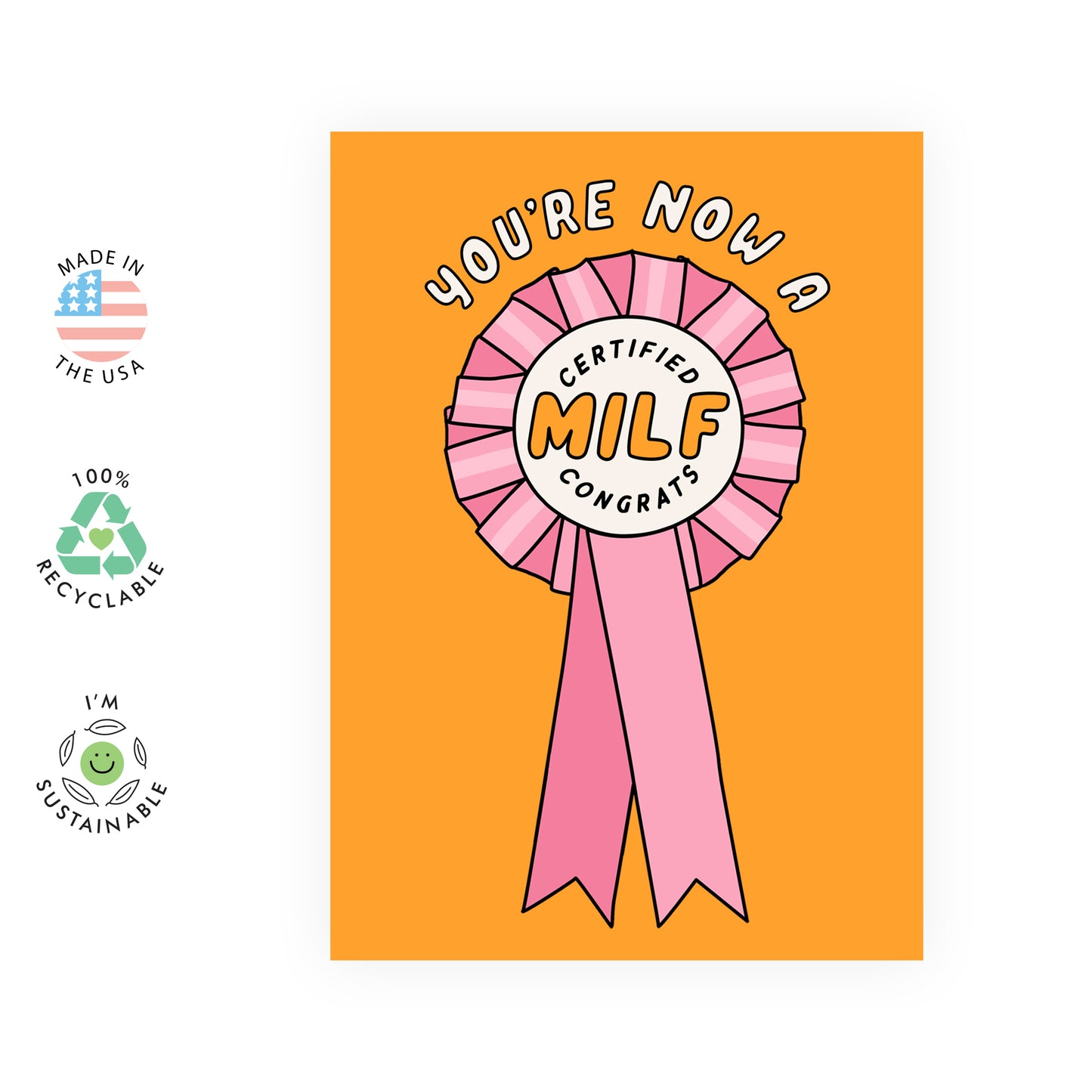 Funny Congratulations Card - Certified Milf - For Women Her Expecting Mom