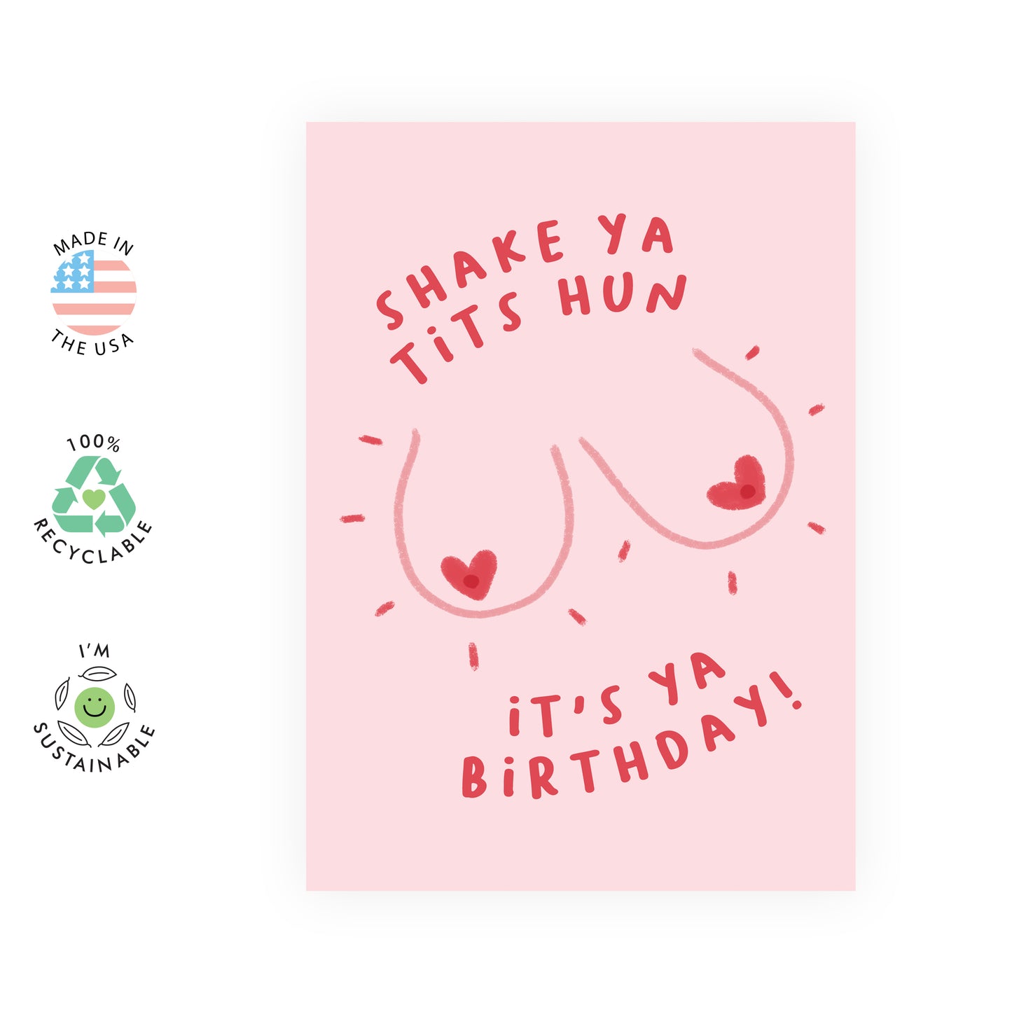 Funny Birthday Card - Shake Ya T*ts Hun - For Women Her