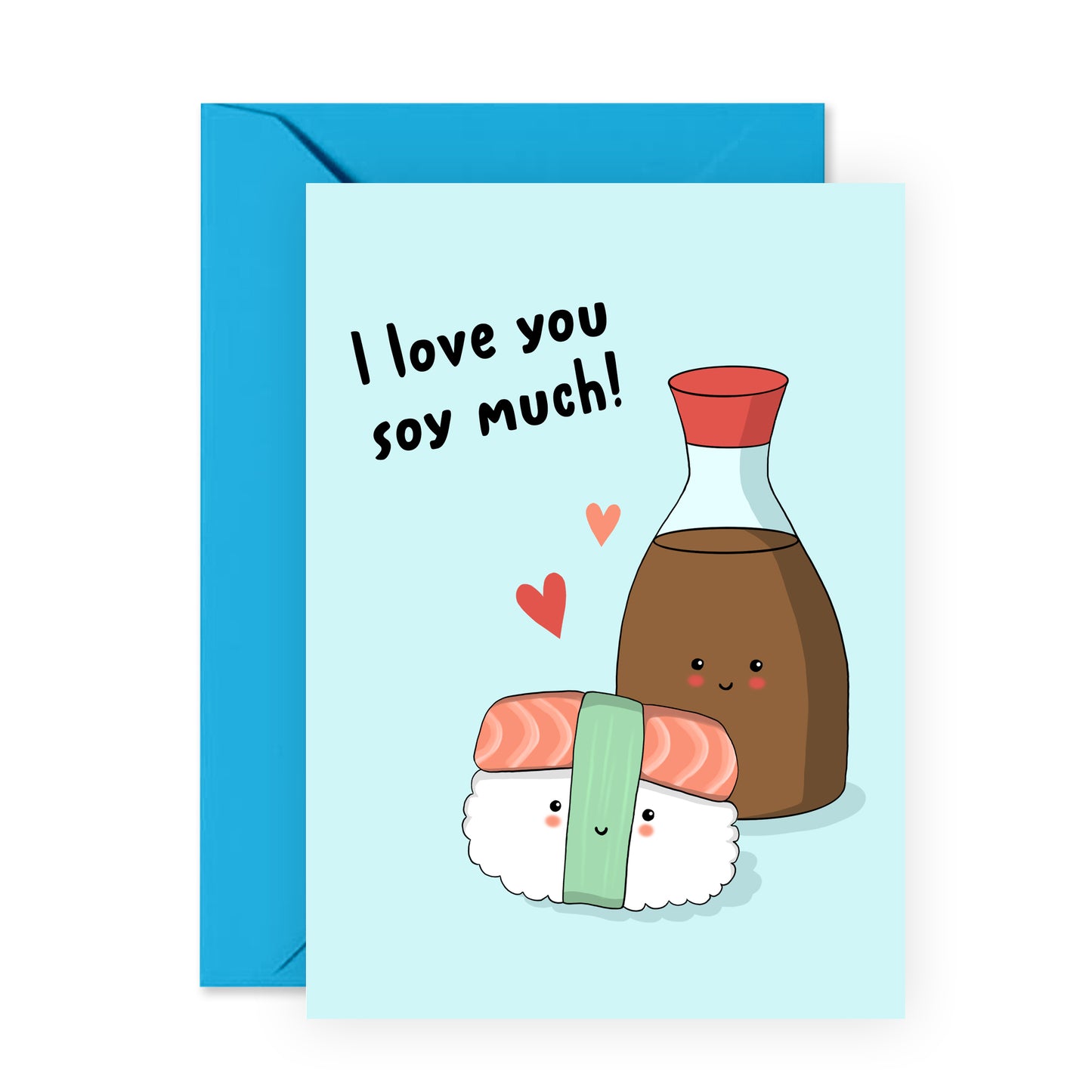 Cute Anniversary Card - I Love You Soy Much - For Men Women Him Her