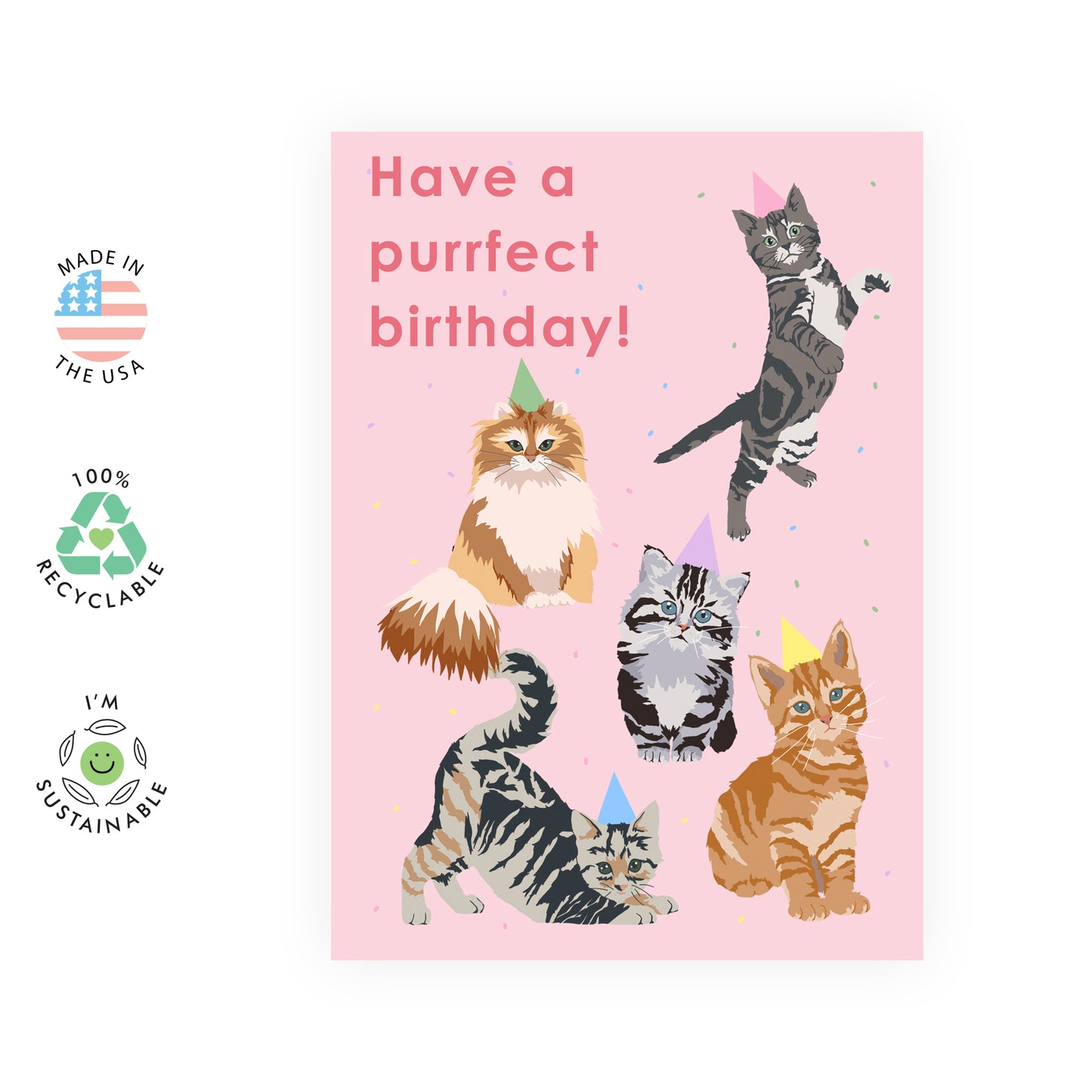 Cat Birthday Card - Have a Purrfect Birthday - For Men Women Him Her Friends