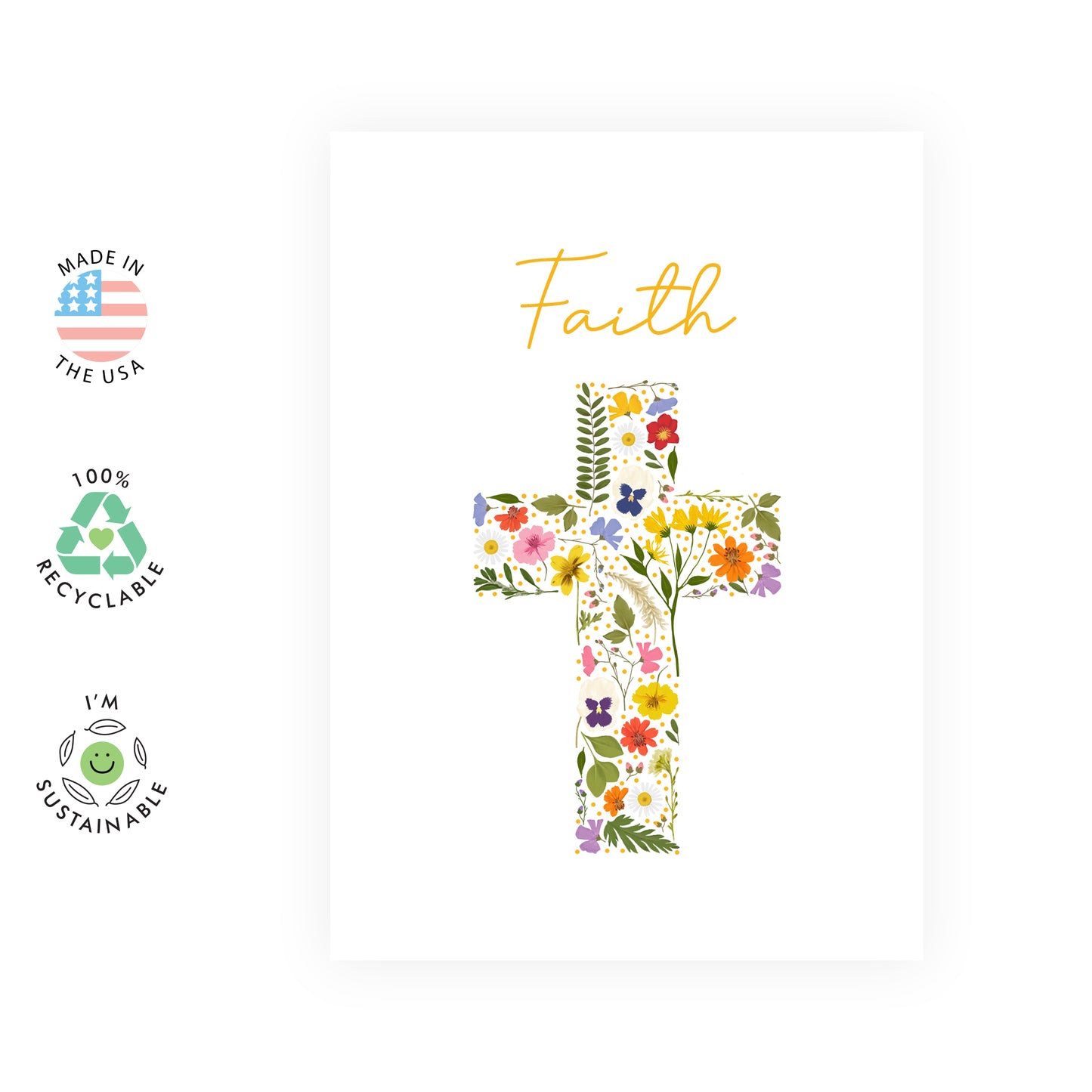 Sweet Faith Card - Faith Flower Cross - For Men Women Him Her