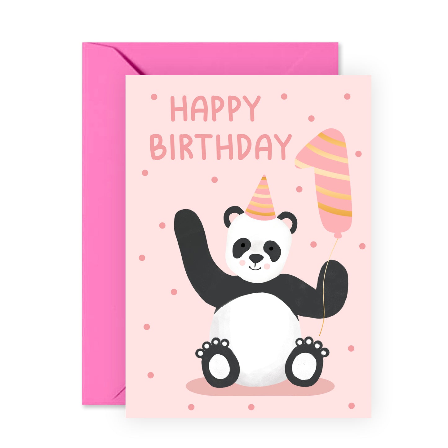 1st Birthday Card - Happy Birthday One - For Kids Girls Her