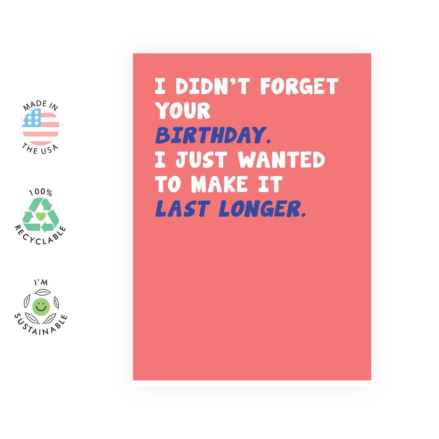 Funny Birthday Card - Last Longer - For Men Women Him Her Friends