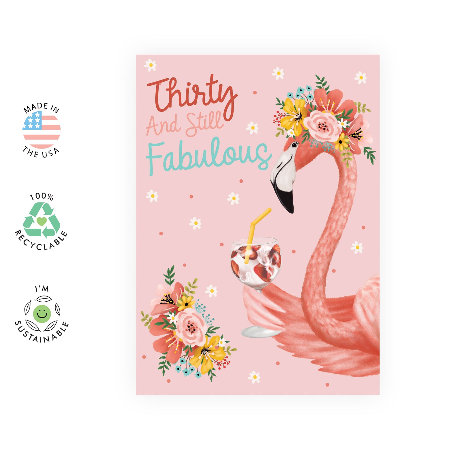 Sweet 30th Birthday Card - Thirty and Fabulous - For Women Her Wife Friends