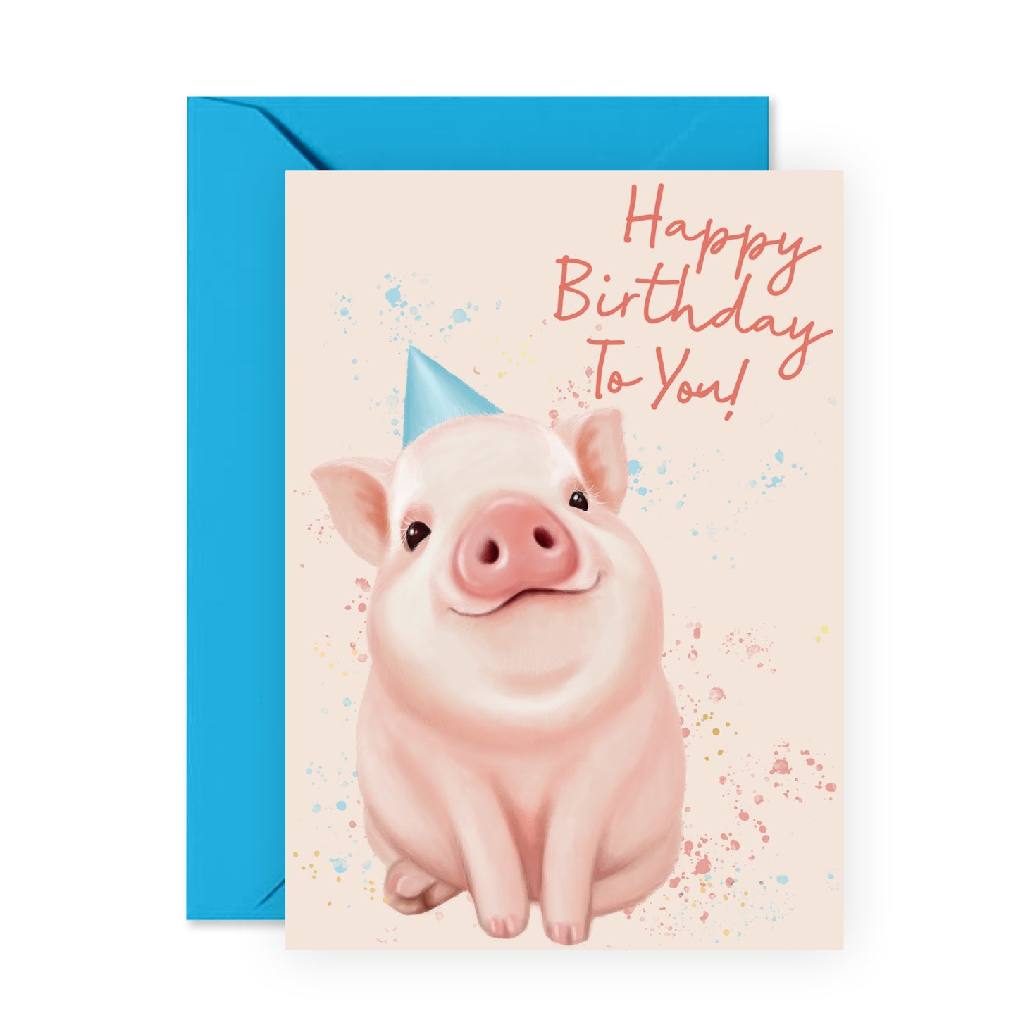 Cute Birthday Card - Birthday Piggy - For Men Women Boys Girls Him Her
