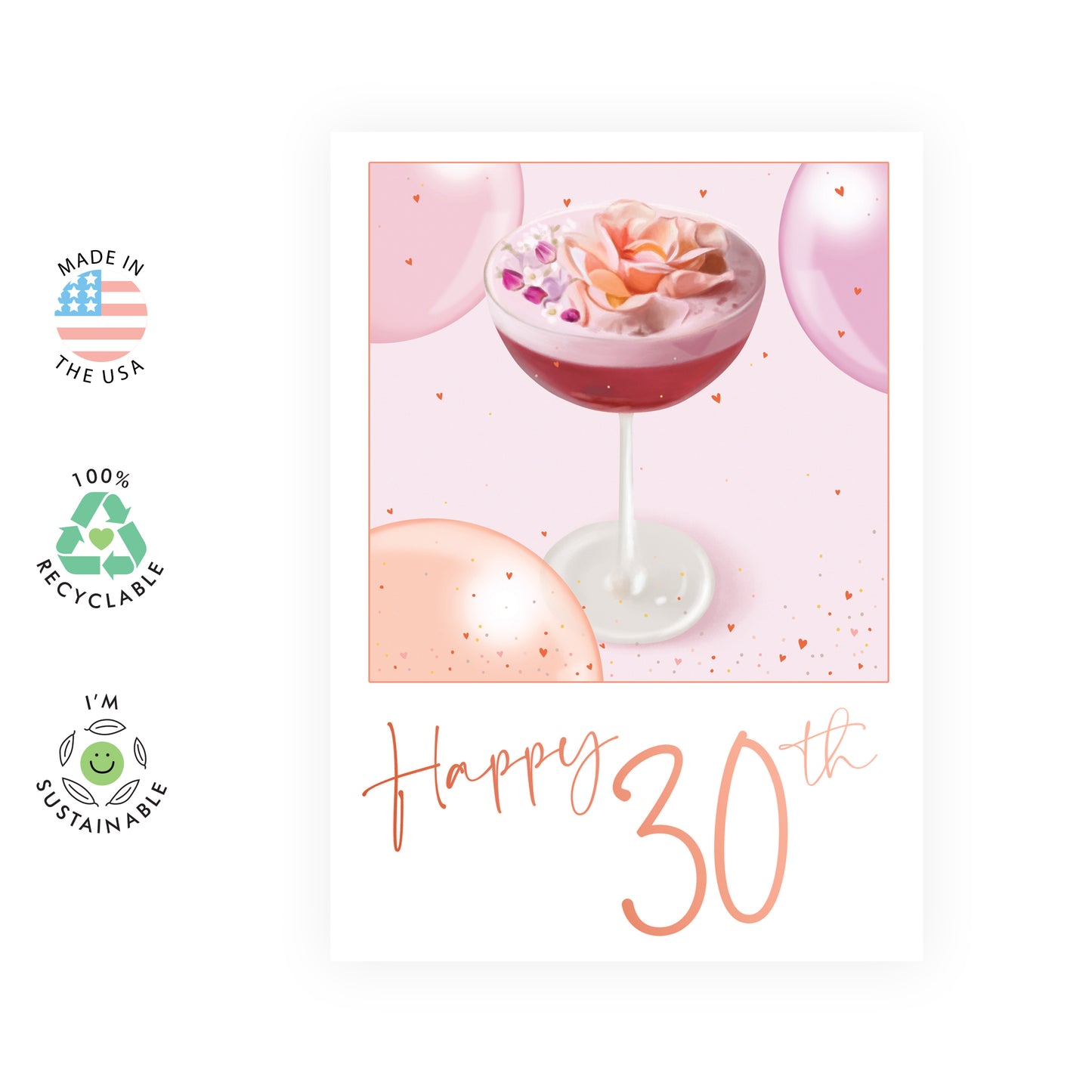 Pretty Birthday Card - Happy 30th - For Women Her