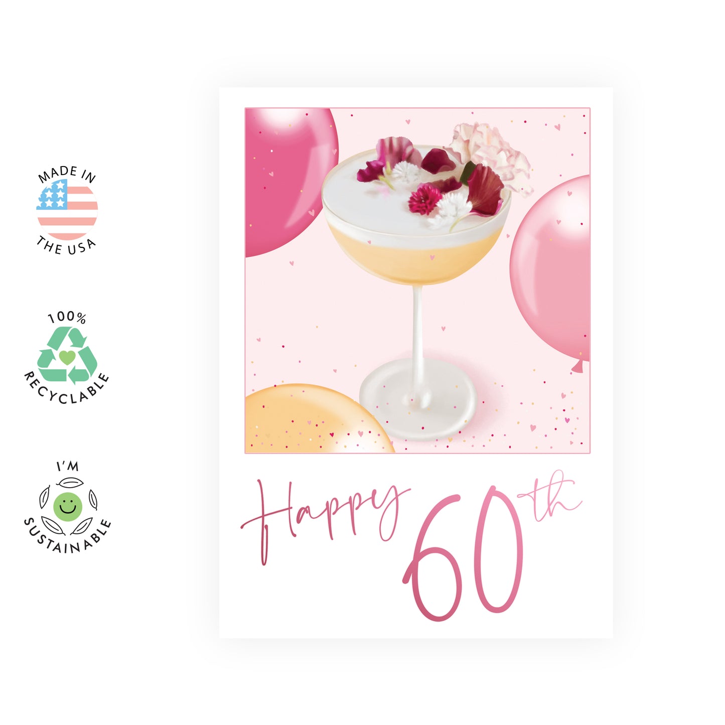 Cute Birthday Card - Happy 60th - For Women Mom Grandma