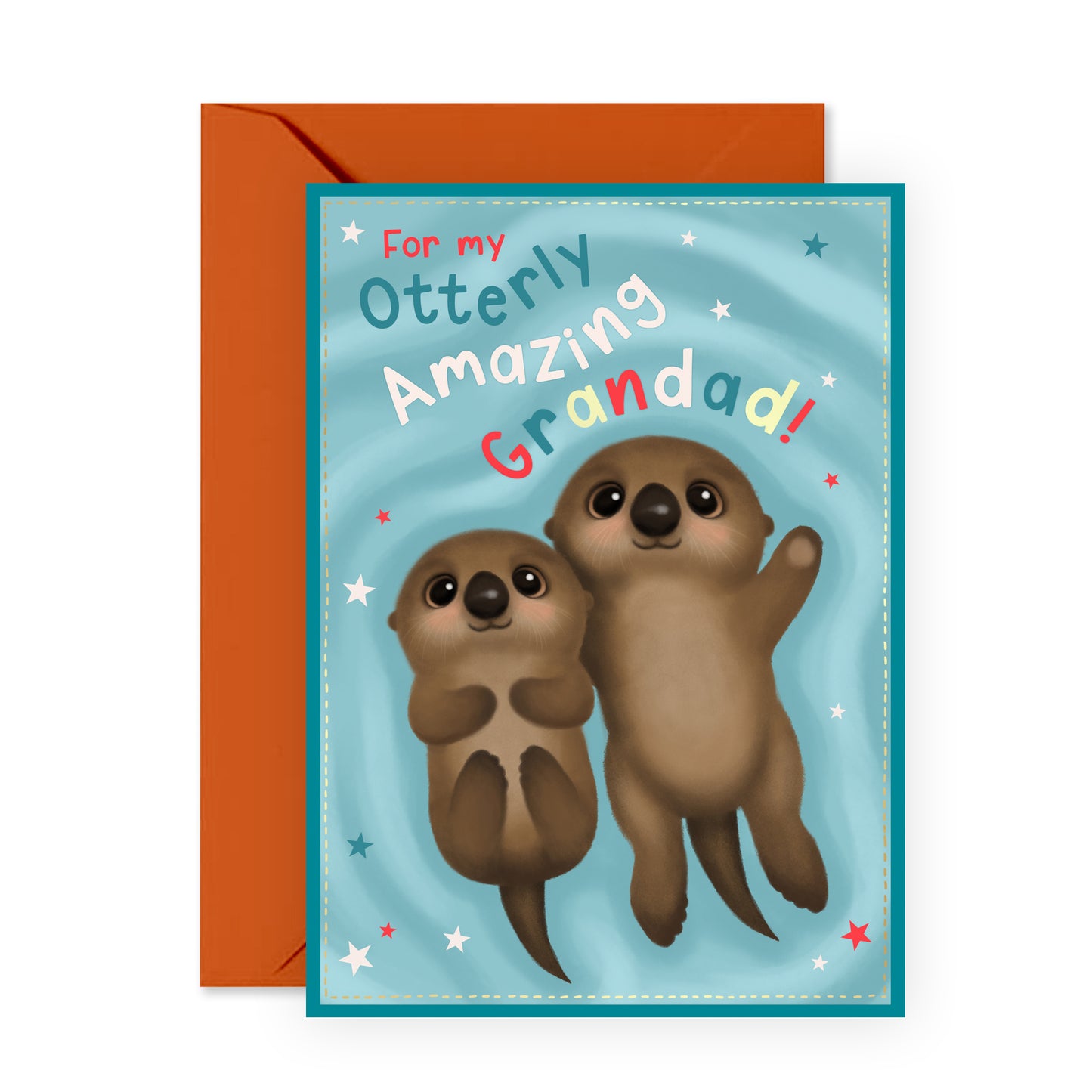 Cute Birthday Card - Otterly Amazing Grandad - For Grandfather Him Men