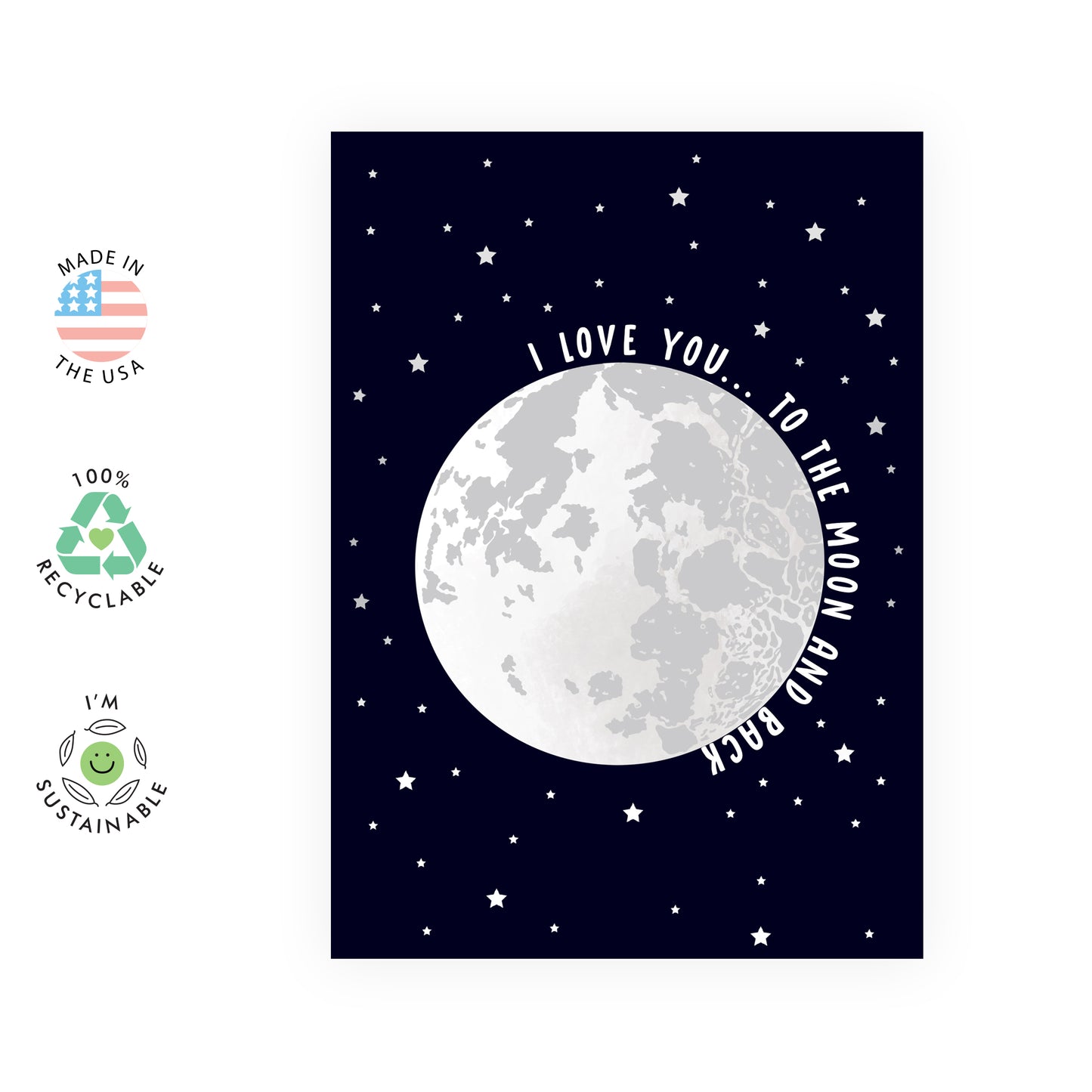 Sweet Anniversary Card - I Love You to the Moon and Back - For Men Women Him Her