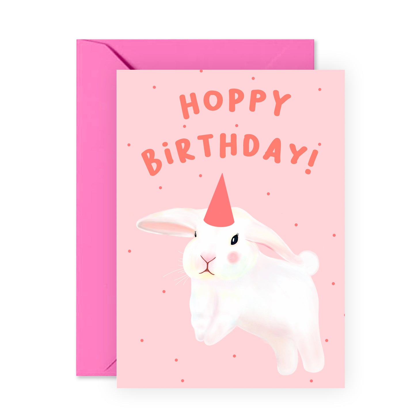 Bunny Birthday Card - Hoppy Birthday - For Women Girls Kids