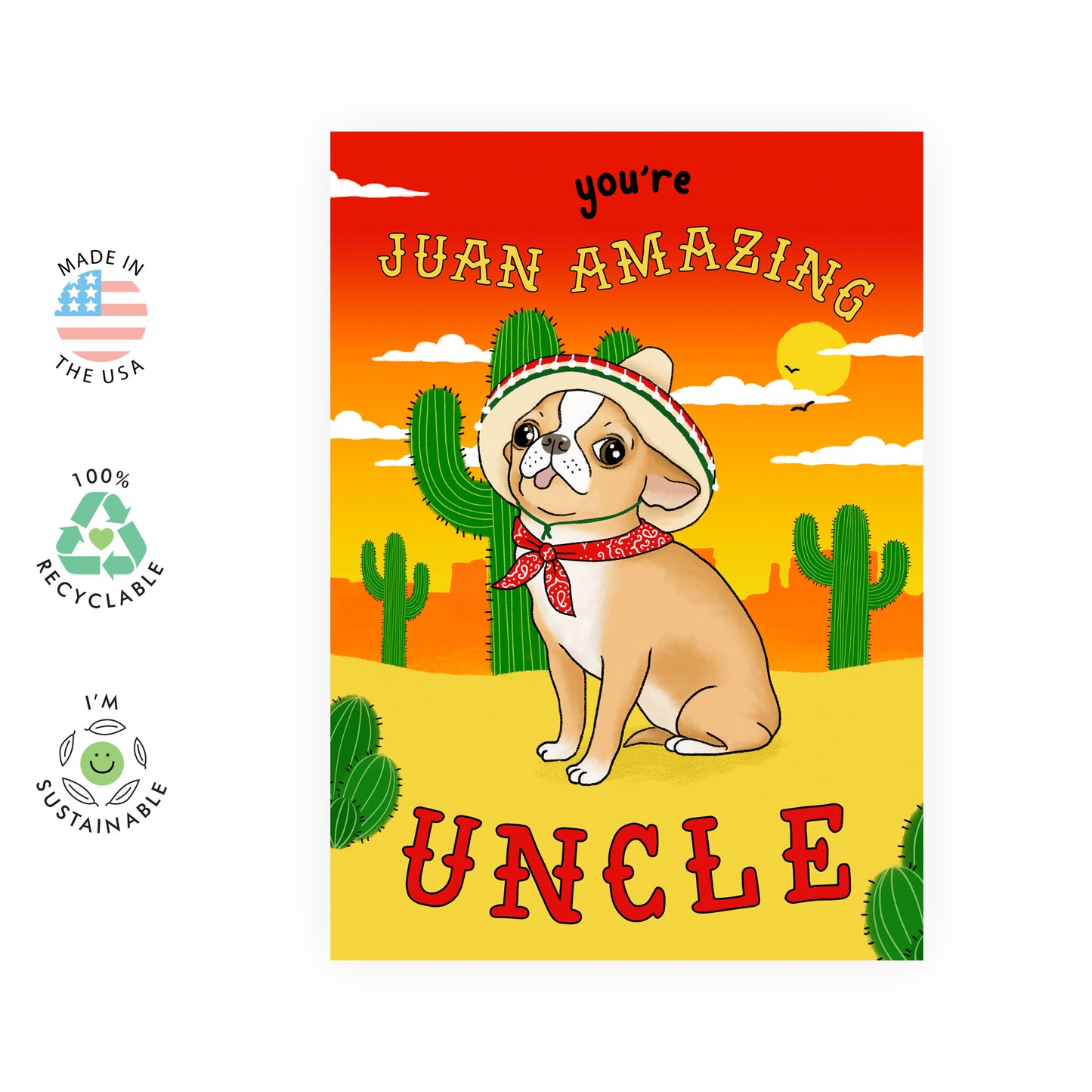 Dog Birthday Card - Juan Amazing Uncle - For Him Men Uncle