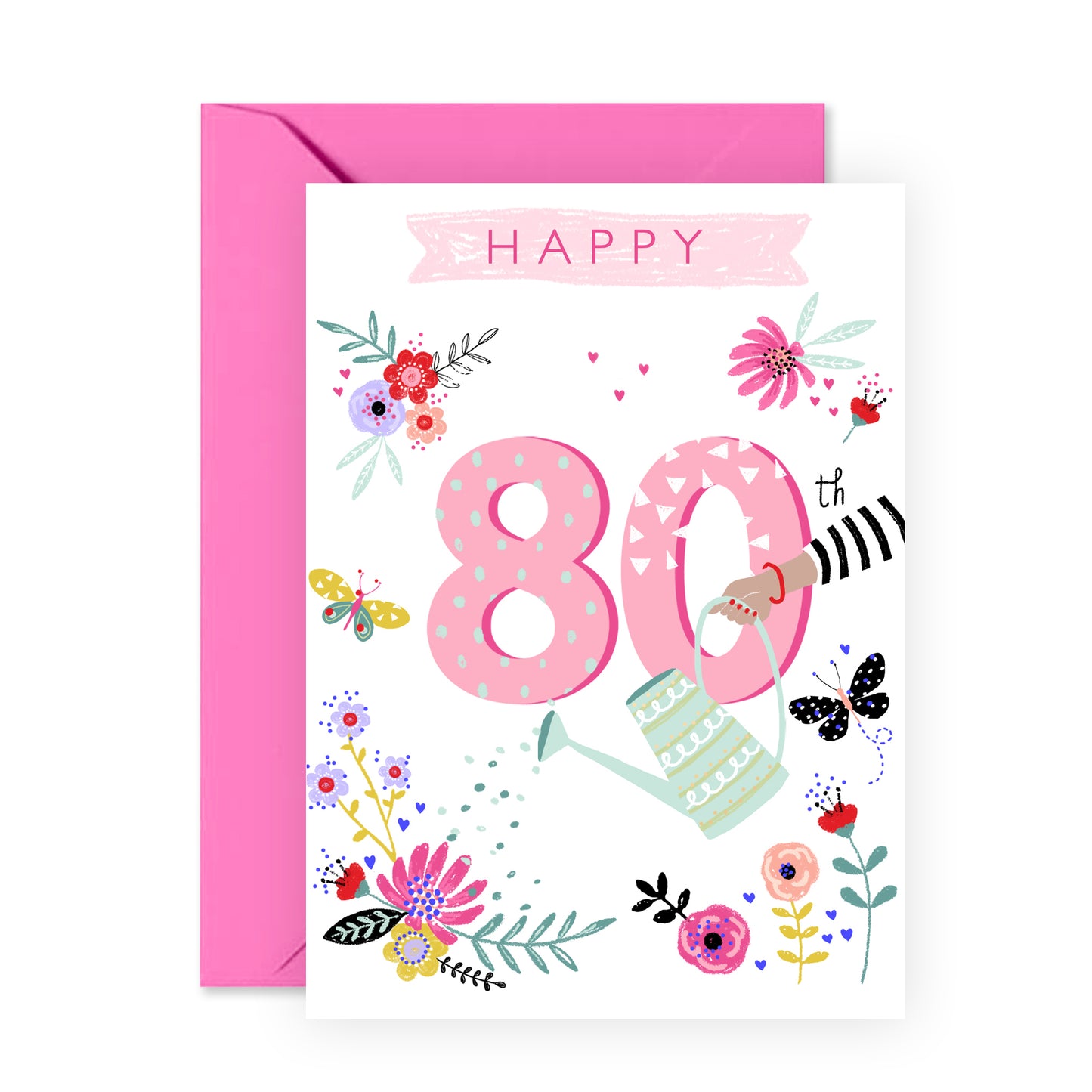 Cute Birthday Card - Happy 80th - For Women Her
