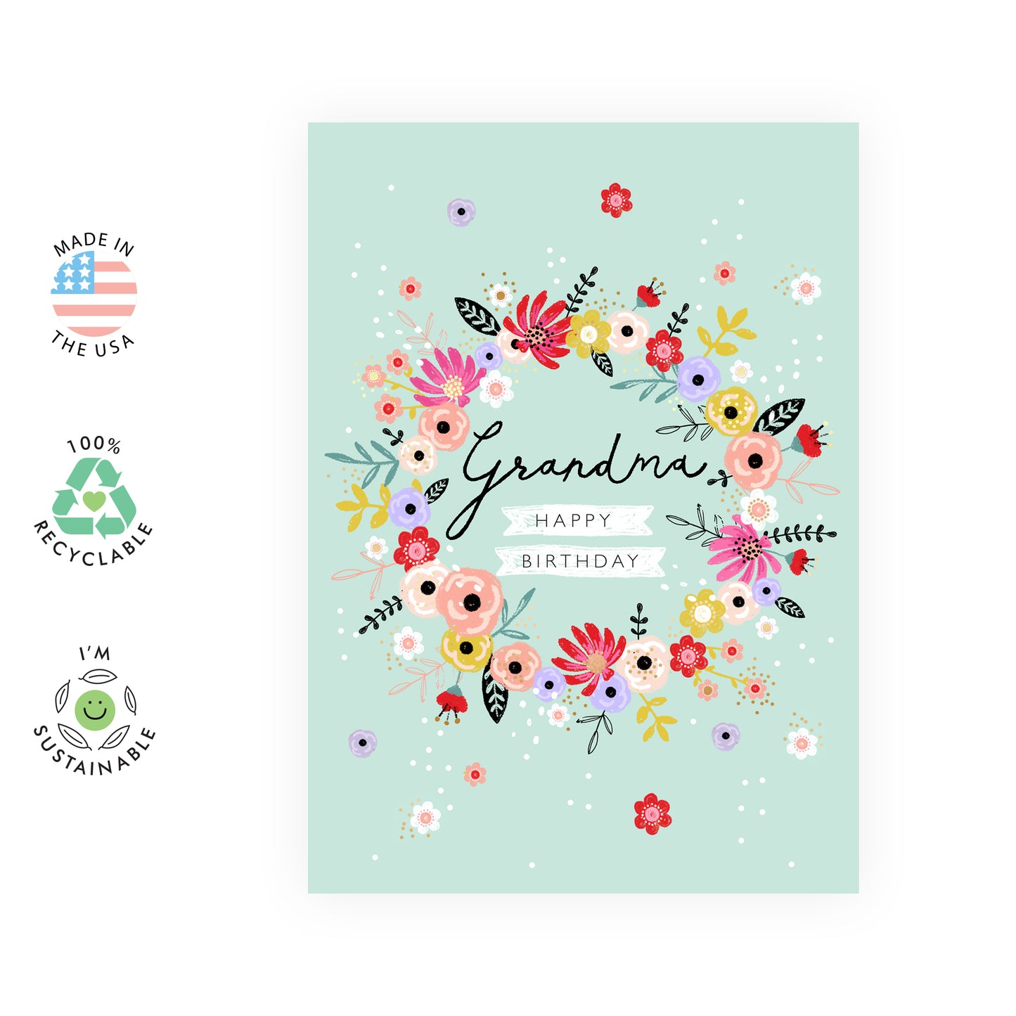 Sweet Birthday Card - Grandma, Happy Birthday - For Grandmother Women Her