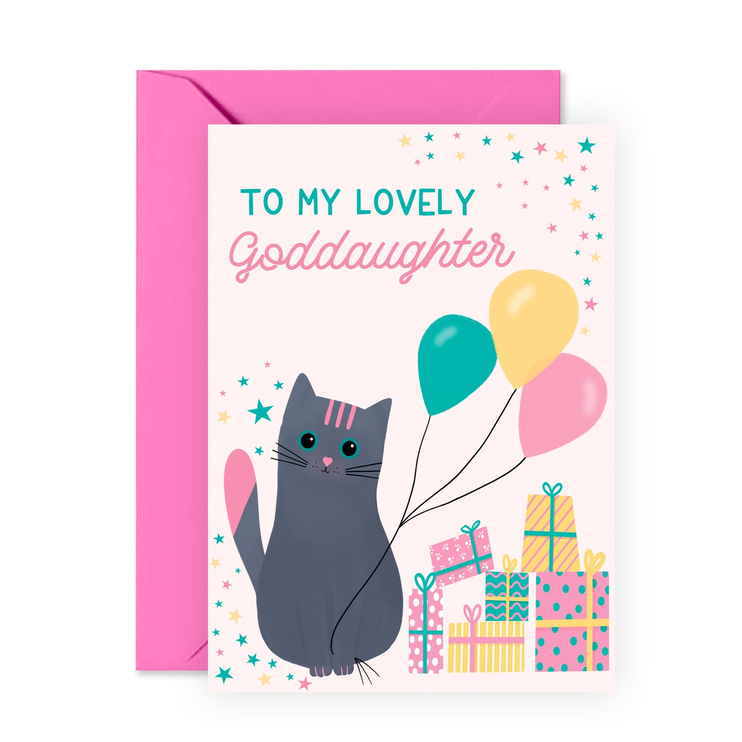 Cat Birthday Card - To My Lovely Goddaughter - For Women Girls