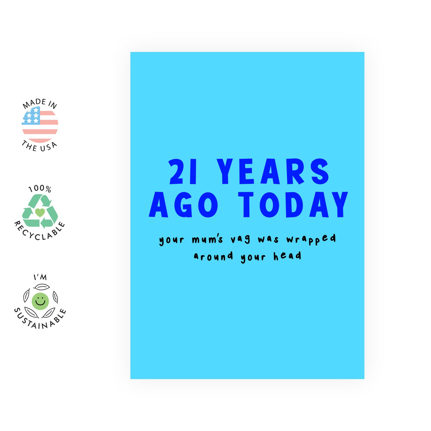 21st Birthday Card - Twenty One Years Ago Today - For Men Women Him Her
