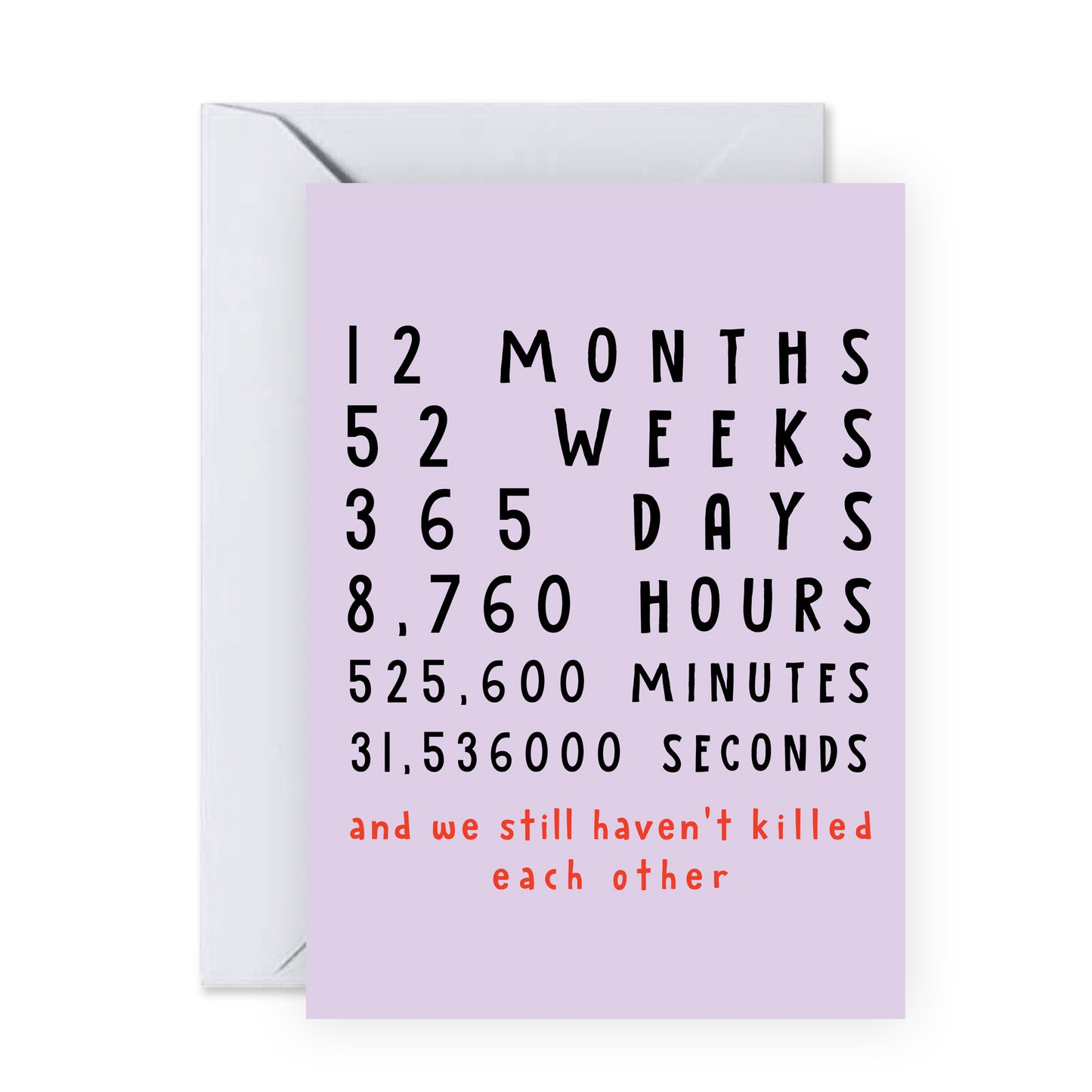 1st Anniversary Card - 12 Months And We Haven't Killed Each Other - For Men Women Him Her