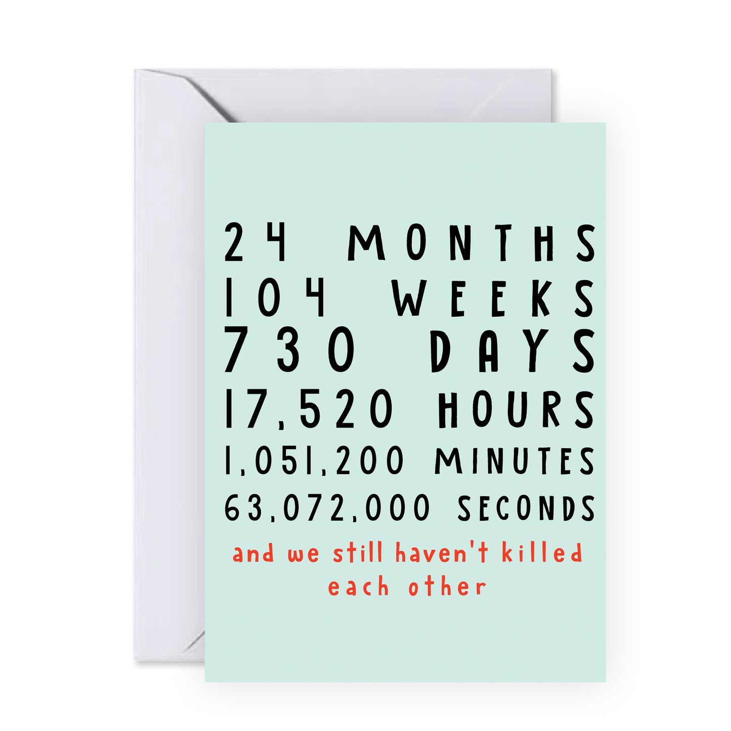 2nd Anniversary Card - 24 Months And We Still Haven't Killed Each Other - For Men Women