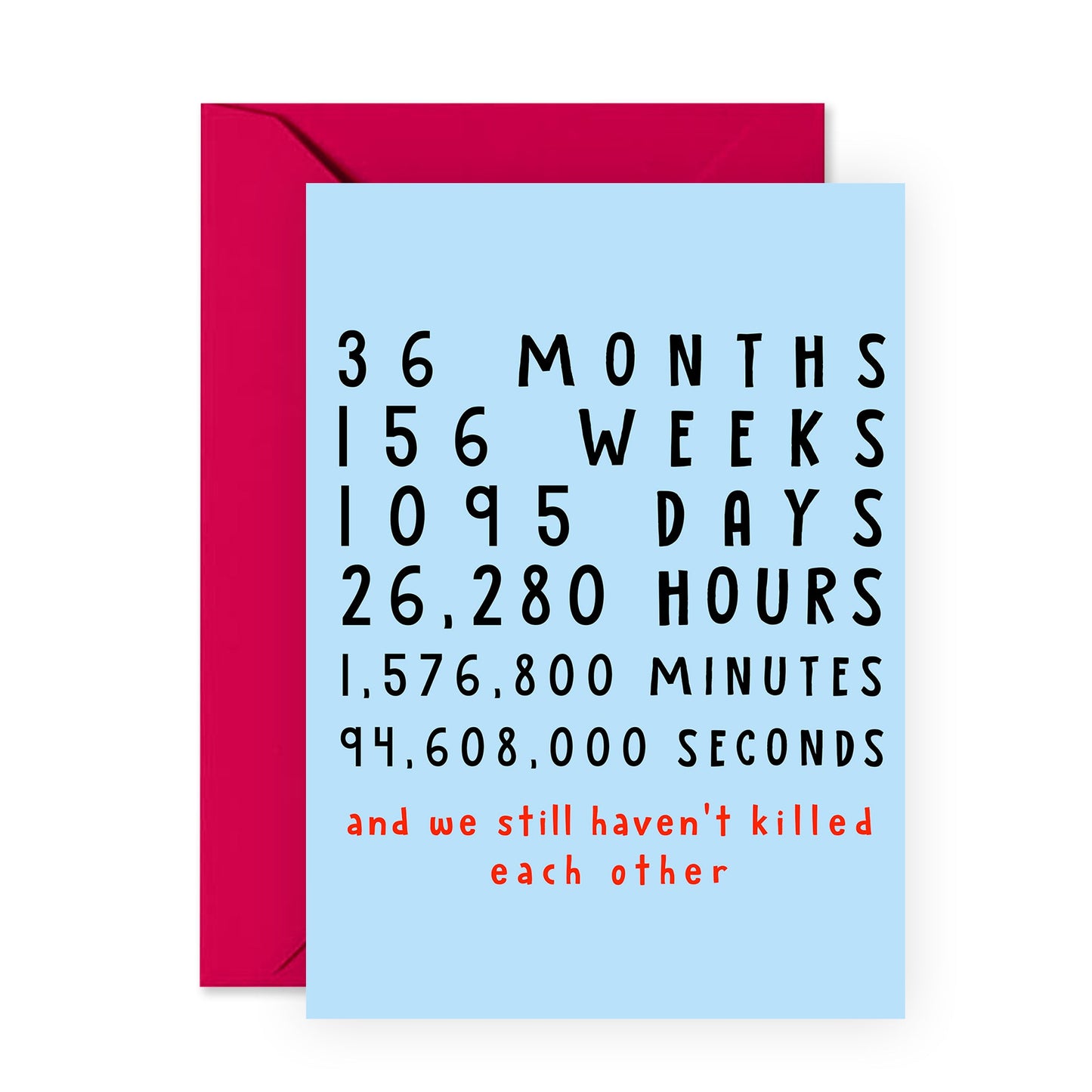 3rd Anniversary Card - 36 Months And We Still Haven't Killed Each Other - For Men Women