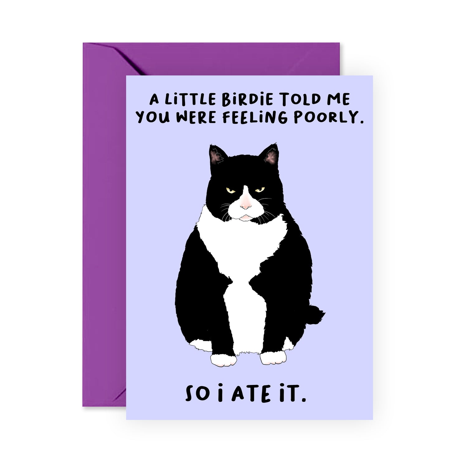 Funny Get Well Soon Card - Little Birdie Feeling Poorly - For Men Women Him Her
