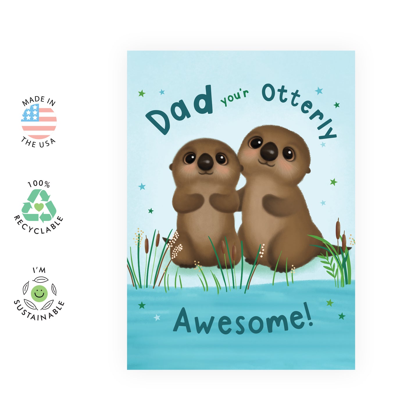 Dad Birthday Card - You're Otterly Awesome - For Men Him