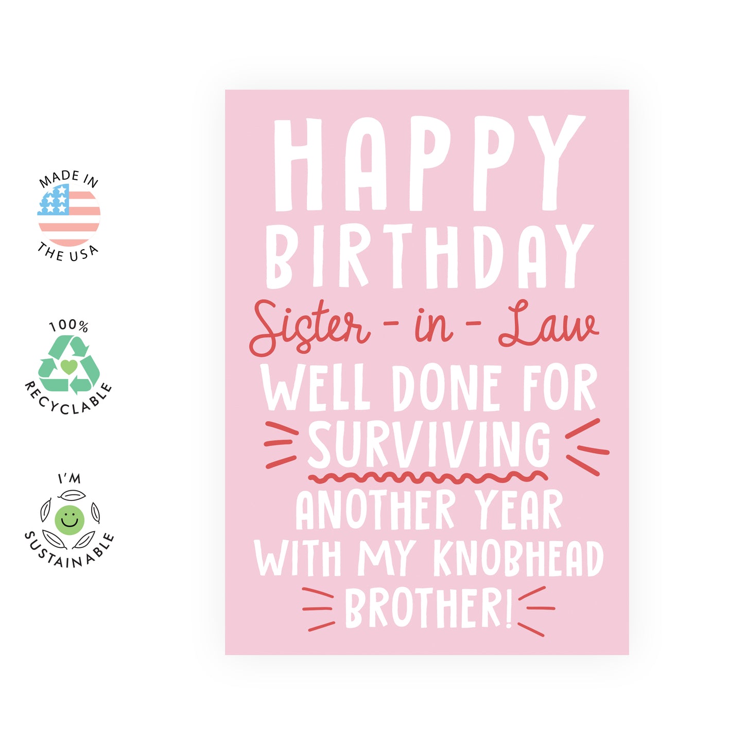 Funny Birthday Card - Happy Birthday Sister-In-Law - For Women