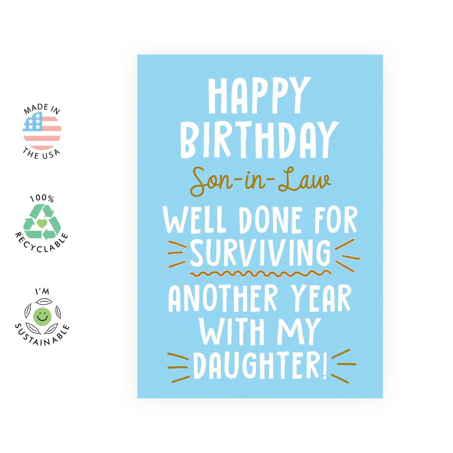 Funny Birthday Card - Happy Birthday Son-In-Law - For Men Him