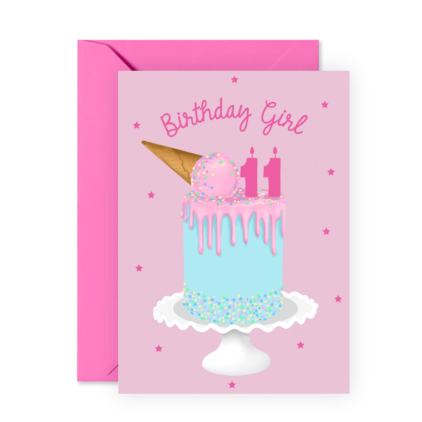 11th Birthday Card - Birthday Girl Eleven - For Kids Girls Her