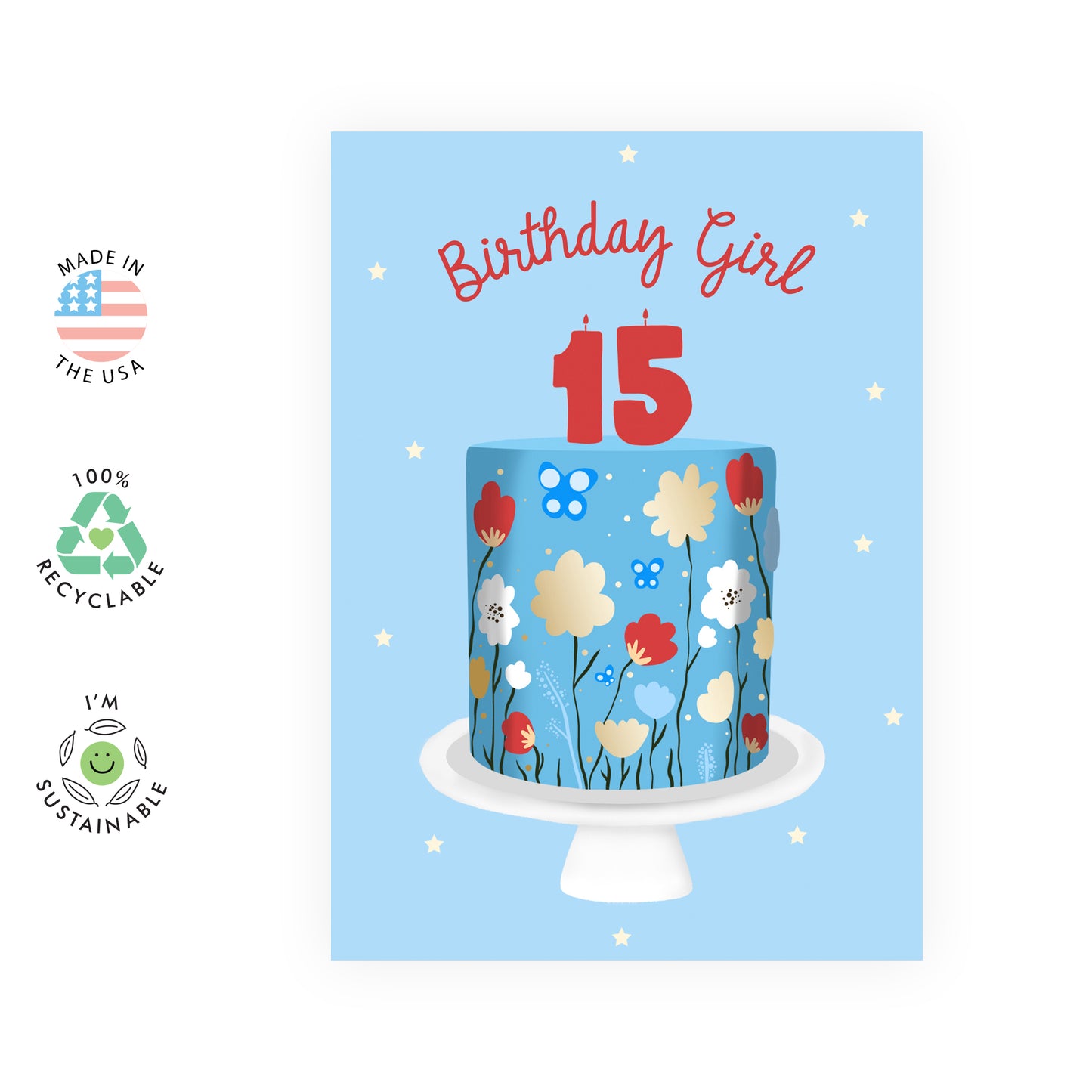 15th Birthday Card - Birthday Girl Fifteen - For Girls Her