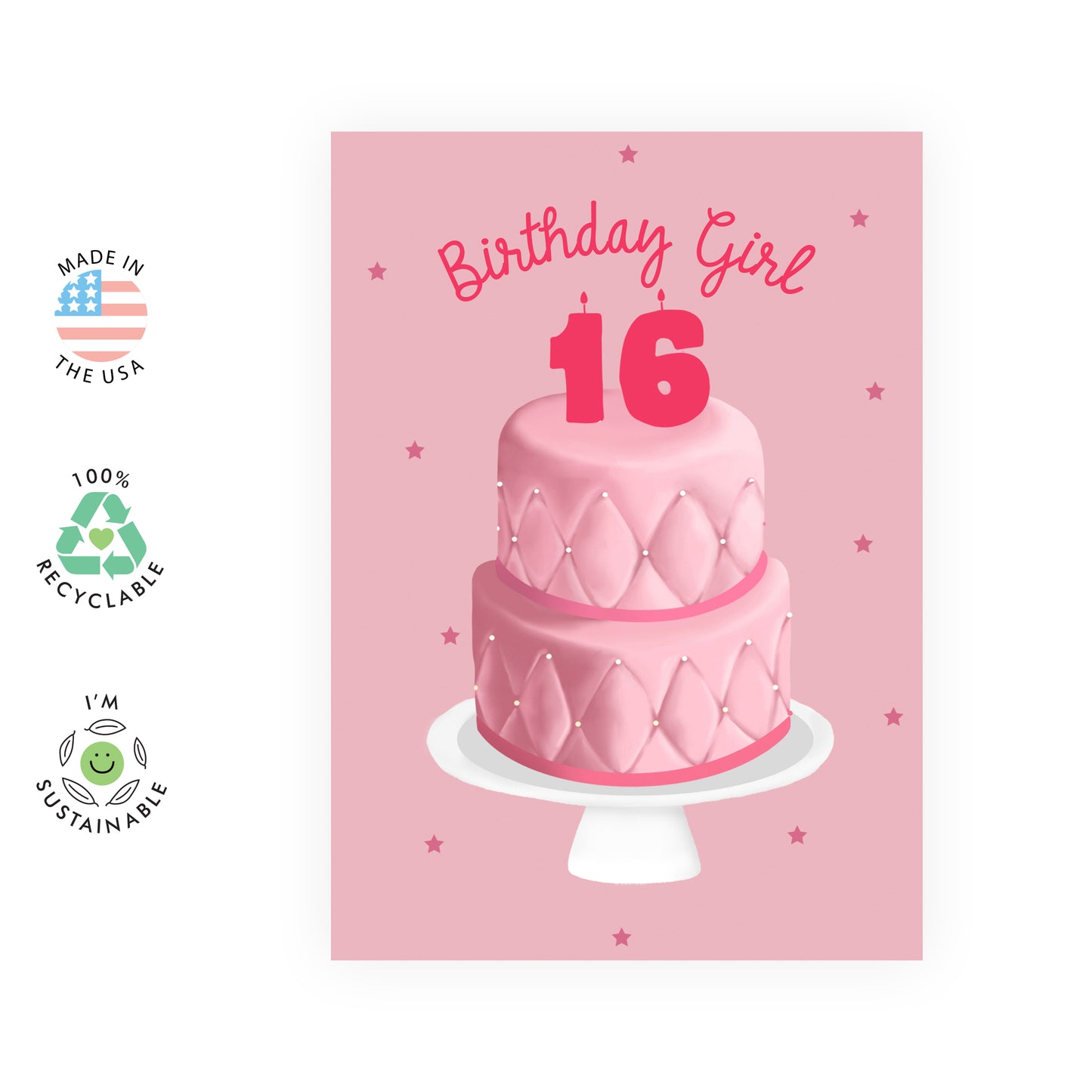 16th Birthday Card - Birthday Girl Sixteen - For Girls Her