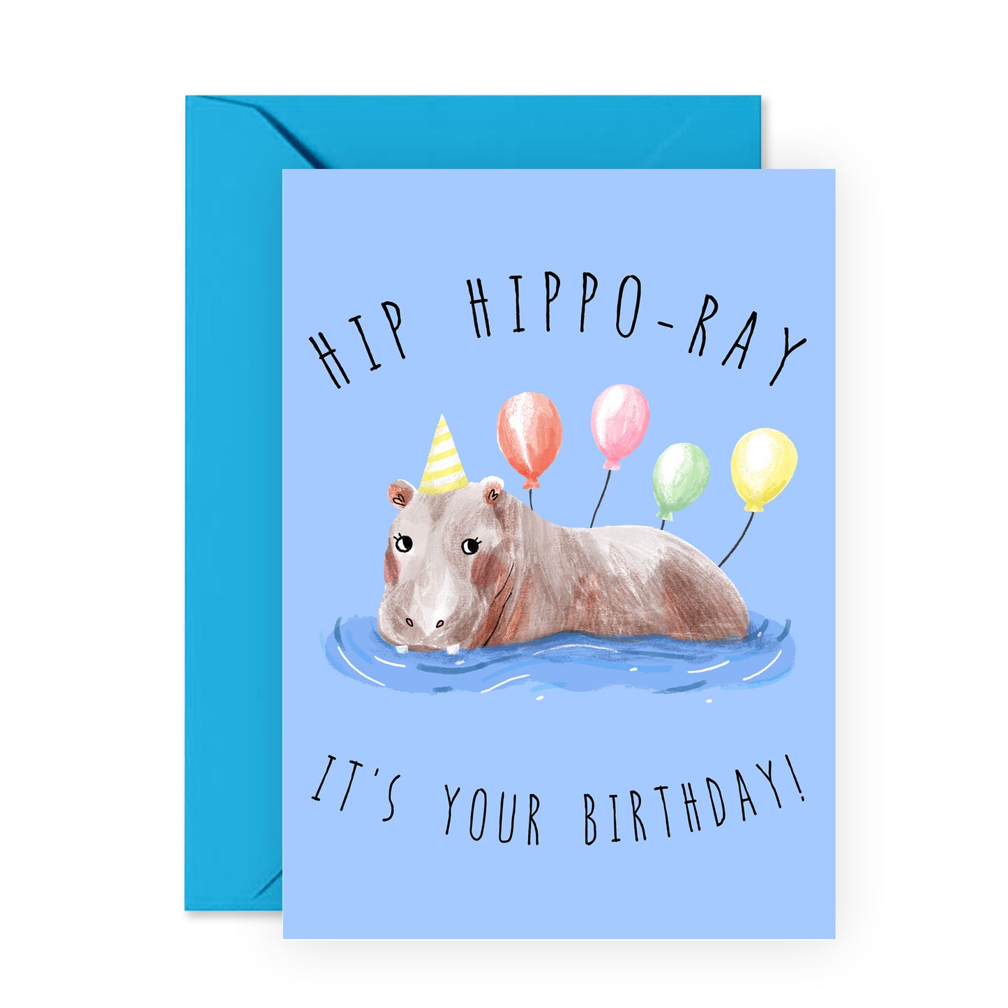 Cute Birthday Card - Hip Hippo-ray - For Men Women Him Her Boys Girls