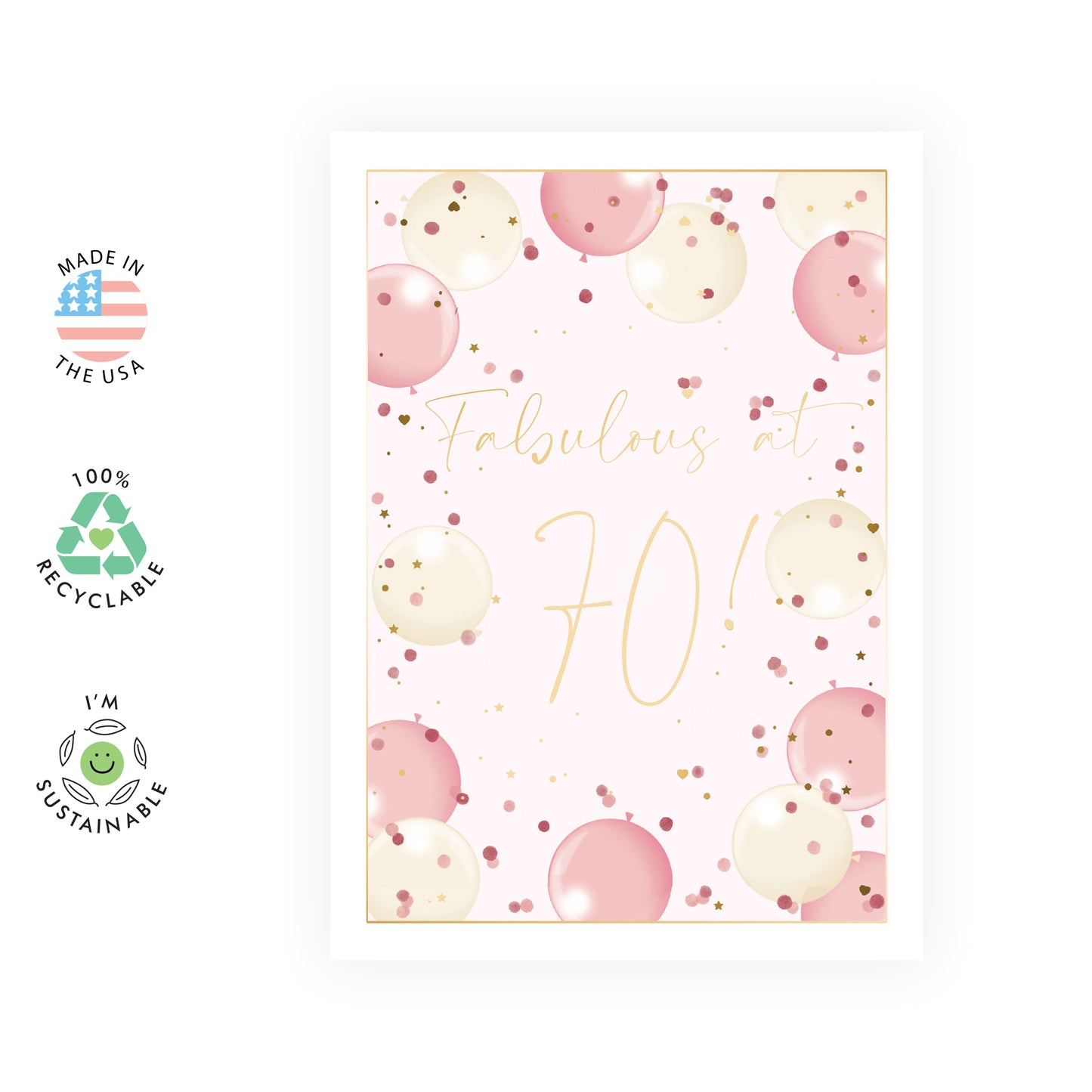 70th Birthday Card - Fabulous at 70 - For Women Friends Her