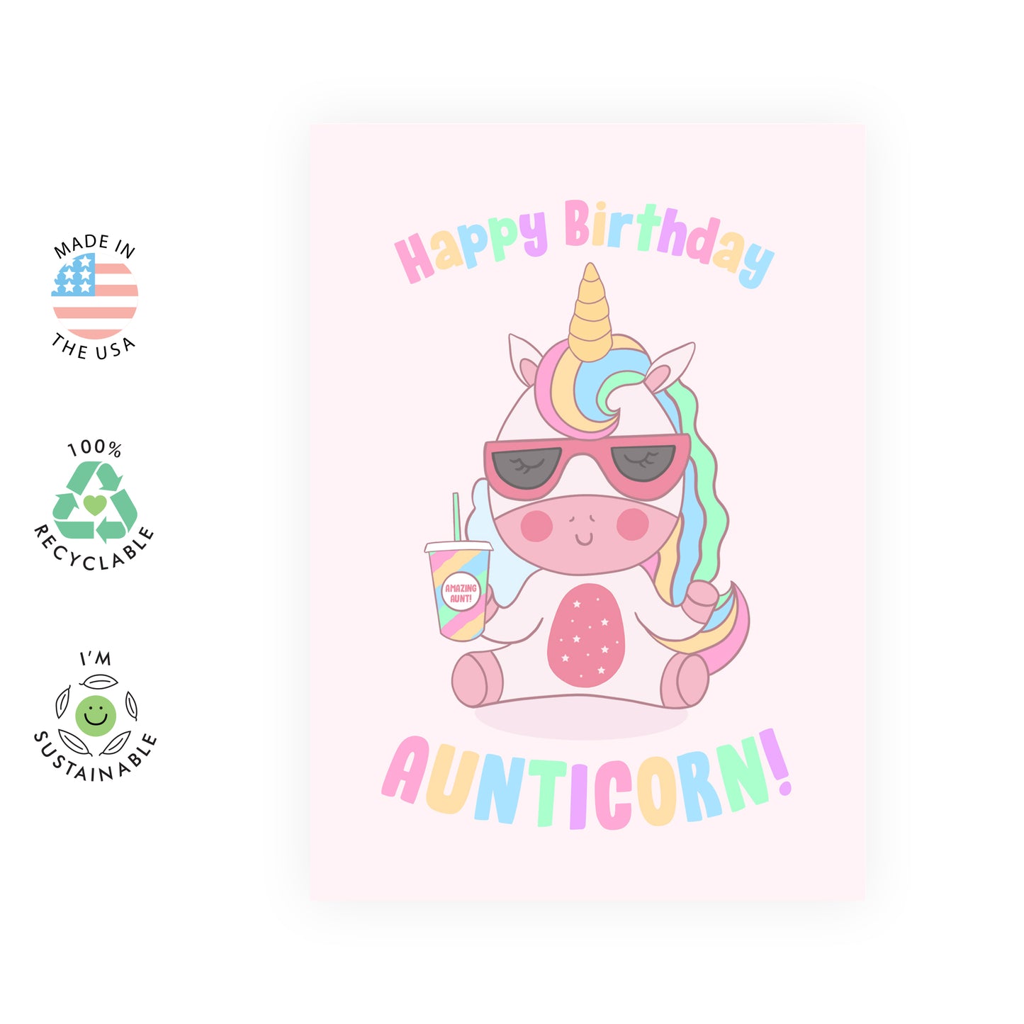 Cute Birthday Card - Birthday Aunticorn - For Auntie Aunt Her Women