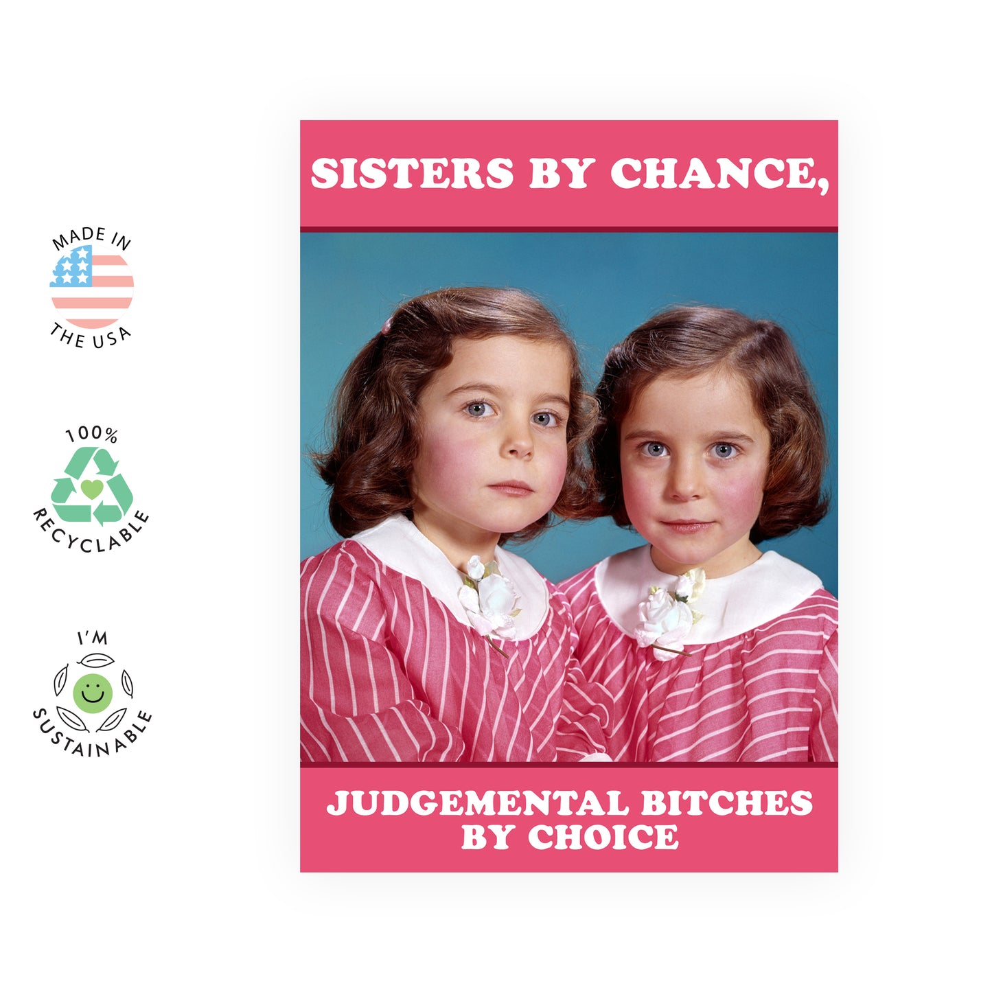 Funny Birthday Card - Sisters By Chance - For Women Her Sister