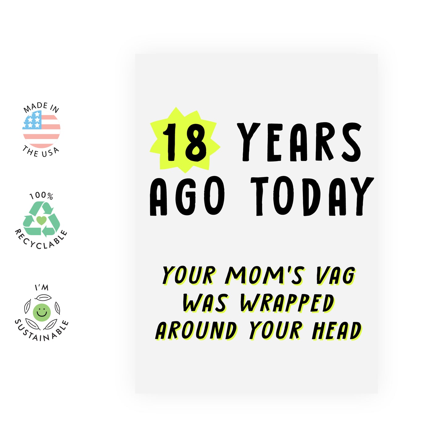 18th Birthday Card - 18 Years Ago Today - For Men Women
