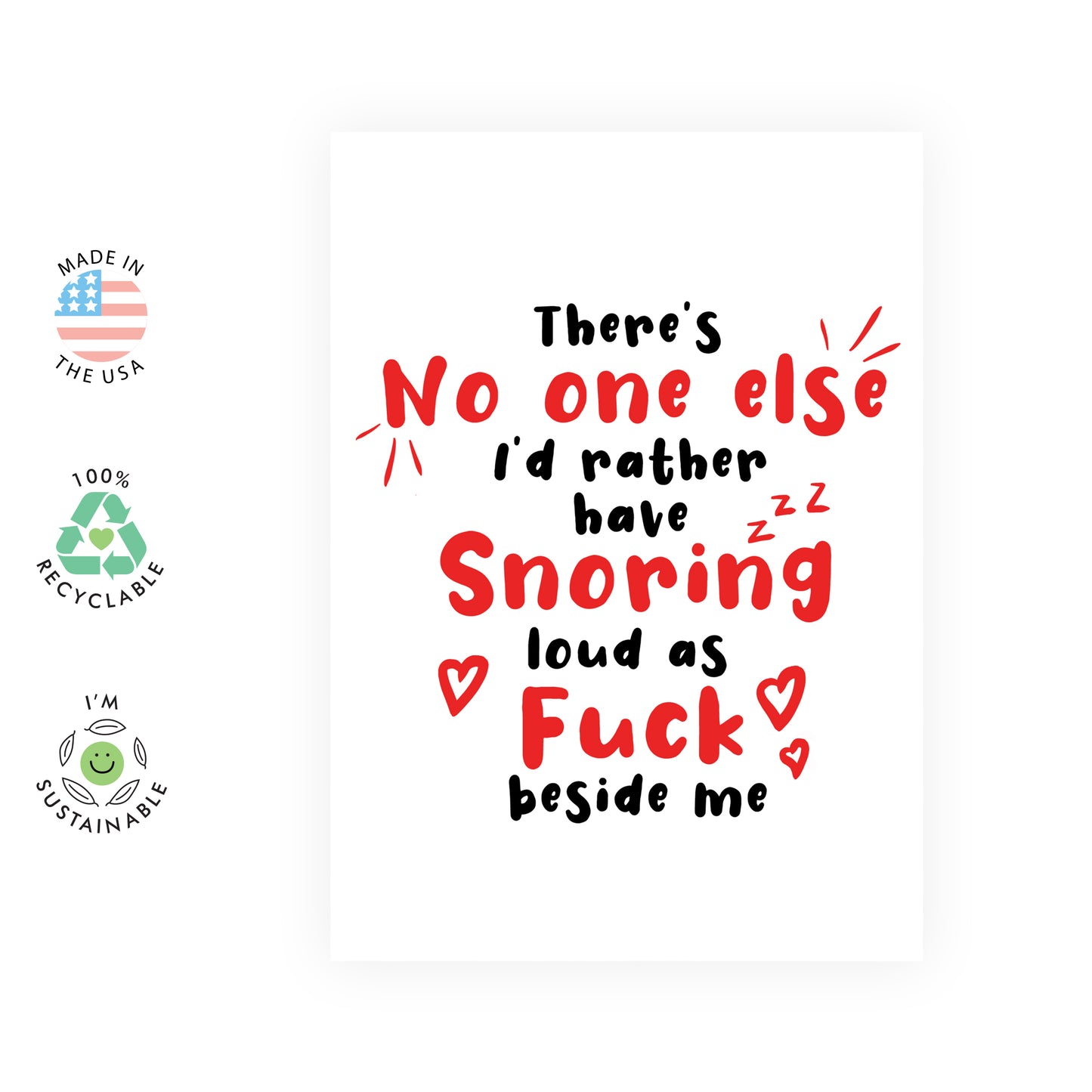 Funny Anniversary Card - Snoring Loud As F*ck - For Men Women