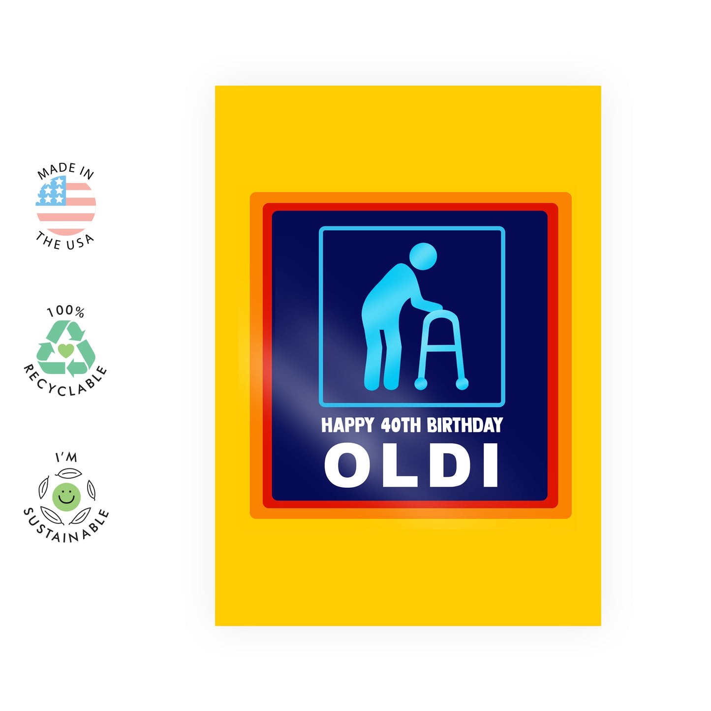 Funny Birthday Card - Happy 40th Birthday Oldi - For Men