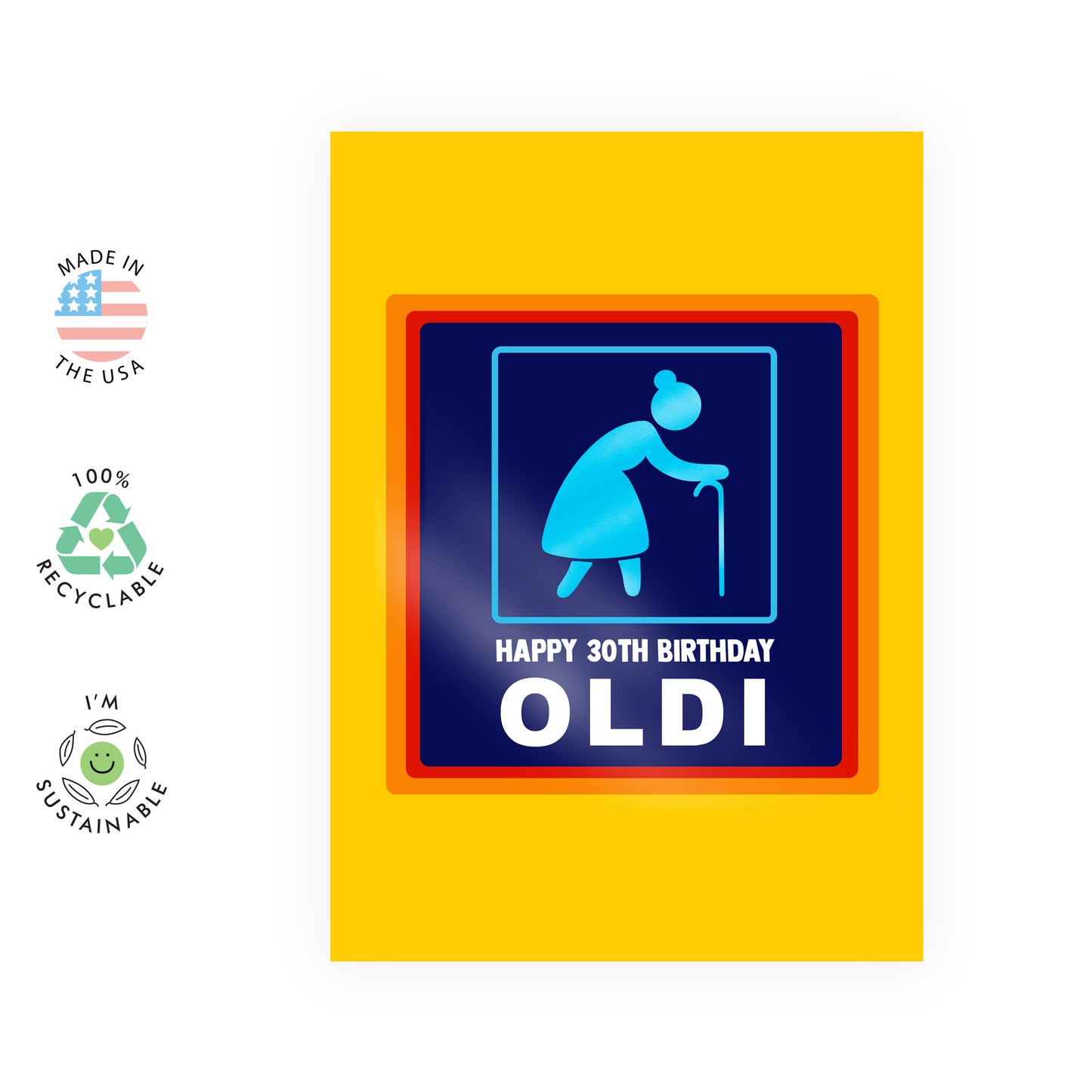 Funny Birthday Card - Happy 30th Birthday Oldi - For Women