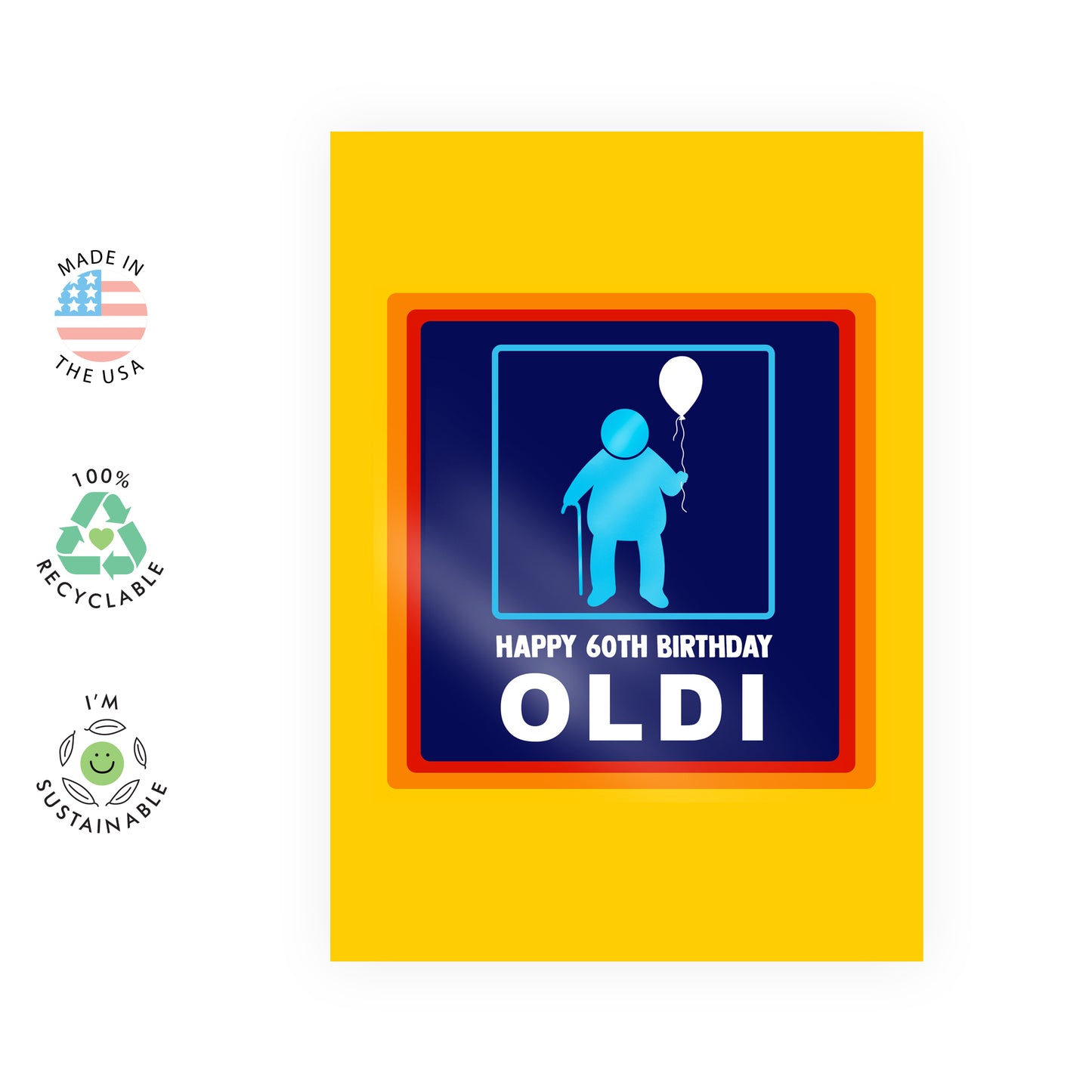 Funny Birthday Card - Happy 60th Birthday Oldi - For Men Women