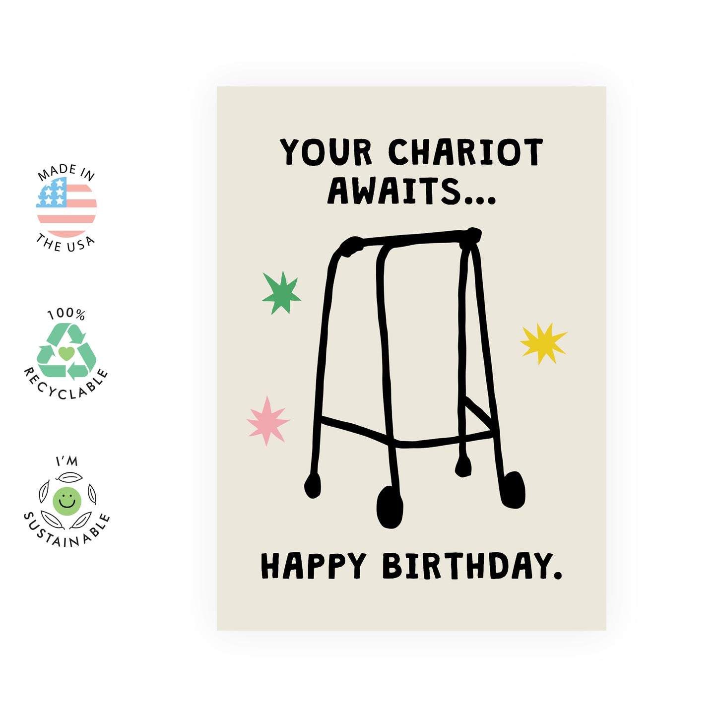 Funny Birthday Card - Your Chariot Awaits - For Men Women Him Her