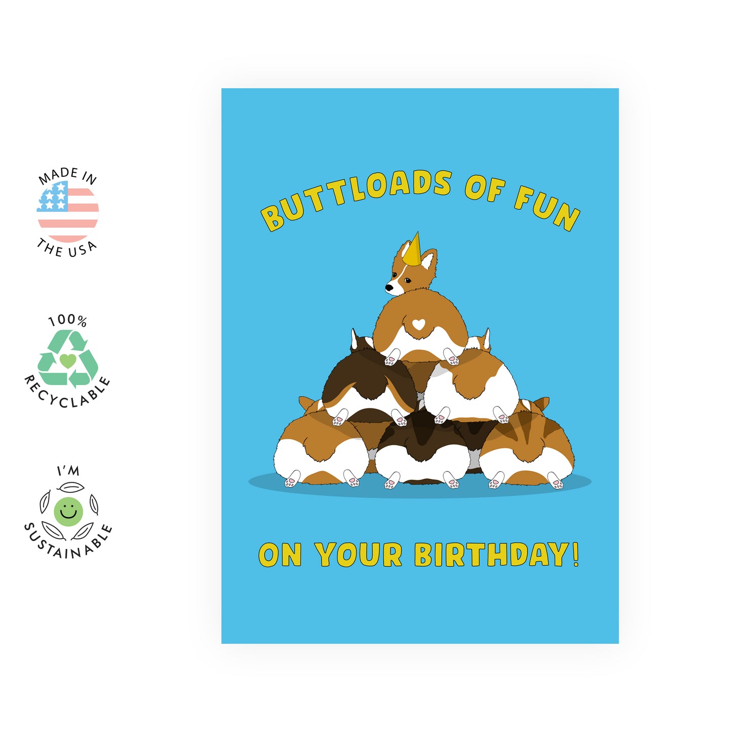 Funny Dog Birthday Card - Buttloads of Fun - For Men Women Him Her