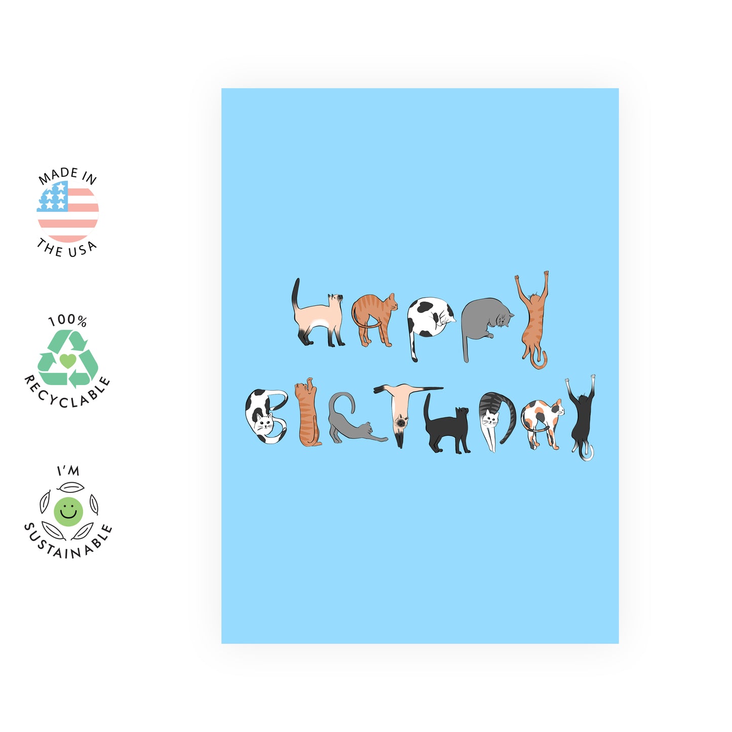 Cat Birthday Card - Happy Birthday - For Men Women Kids Girls Boys