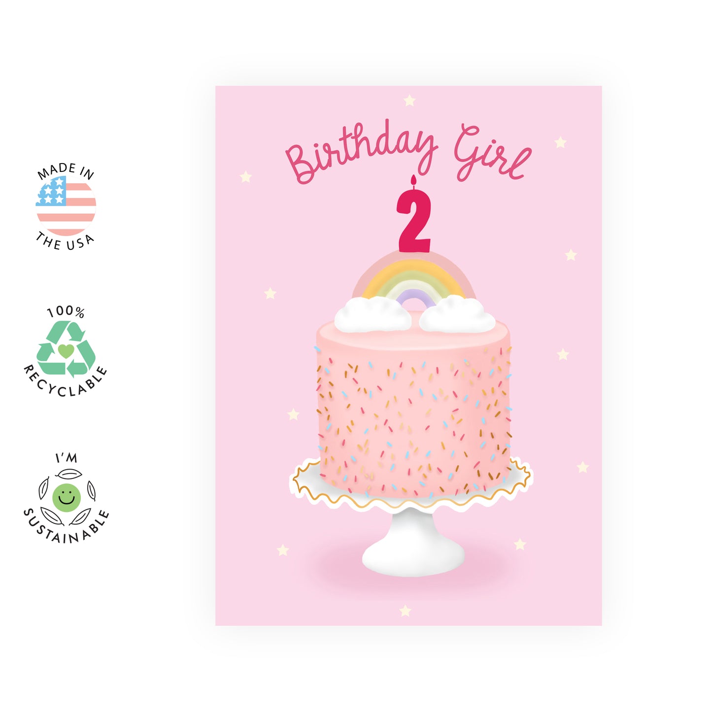 2nd Birthday Card - Birthday Girl Two - For Girls Kids Daughter